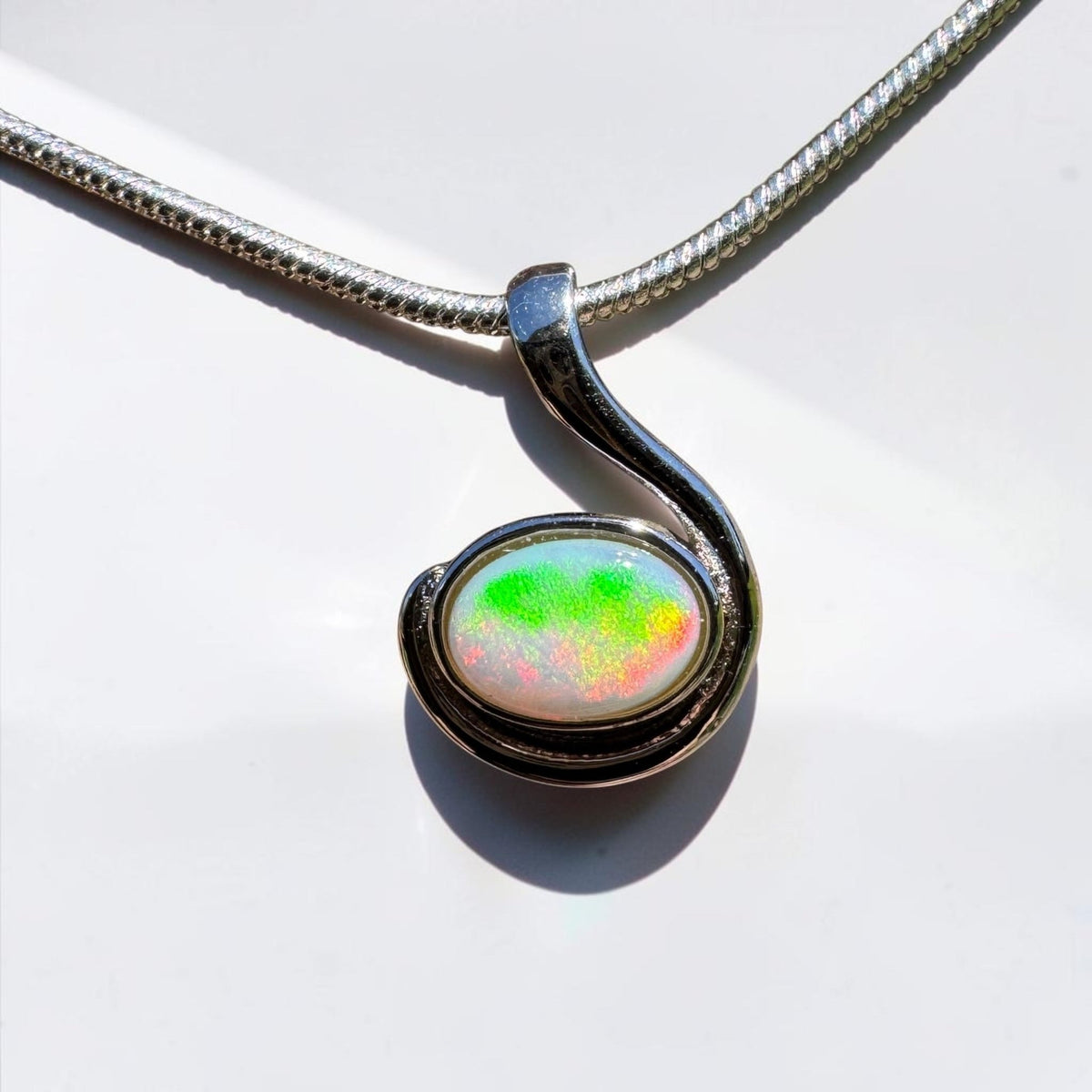 0.6ct Coober Pedy Opal Pendant Necklace ~ 'Glendambo Gleam' | 925 Sterling Silver | Solid Australian Opal