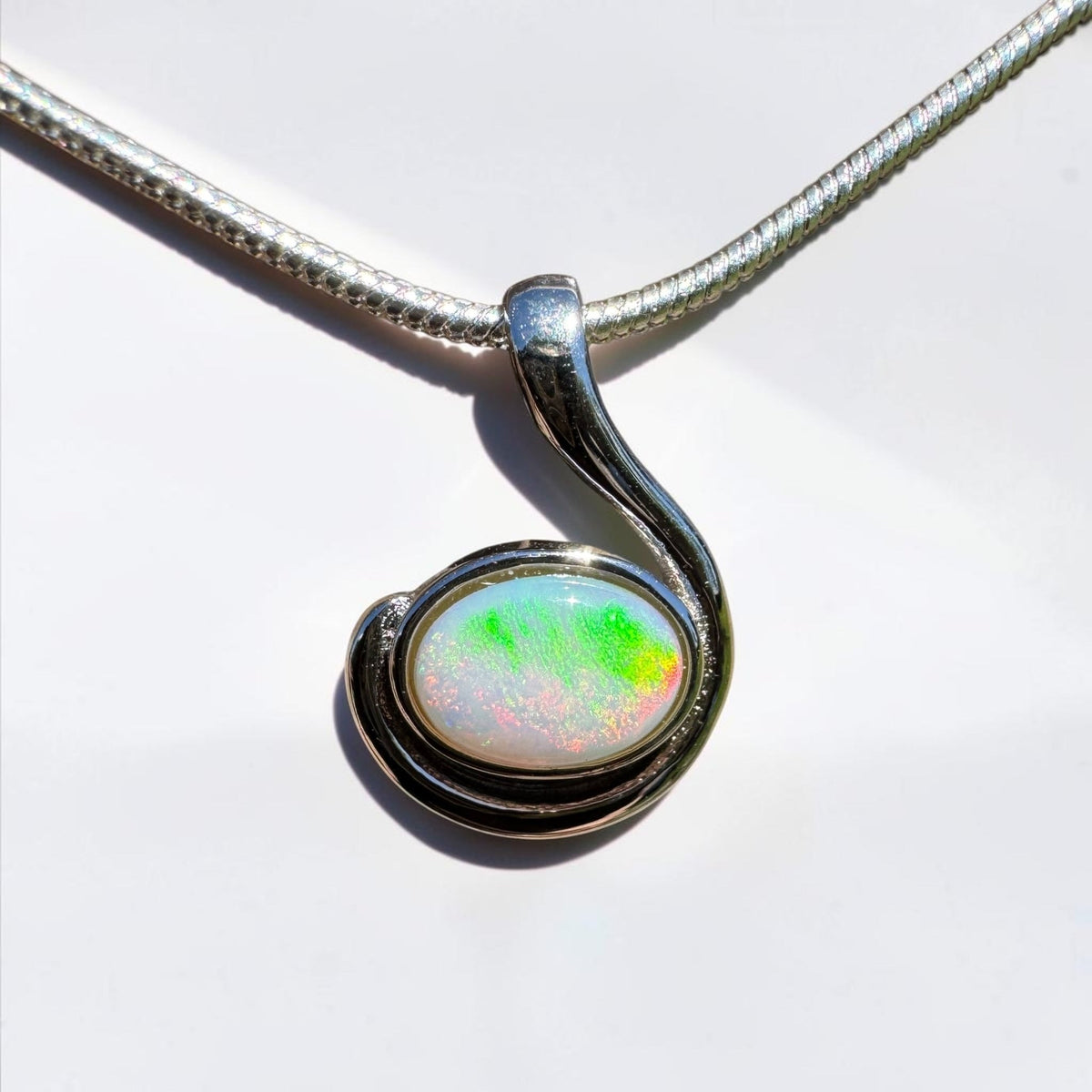 0.6ct Coober Pedy Opal Pendant Necklace ~ 'Glendambo Gleam' | 925 Sterling Silver | Solid Australian Opal