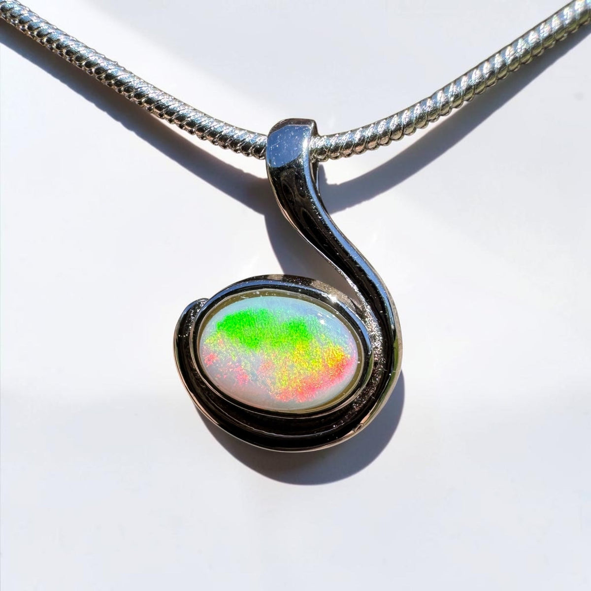 0.6ct Coober Pedy Opal Pendant Necklace ~ 'Glendambo Gleam' | 925 Sterling Silver | Solid Australian Opal