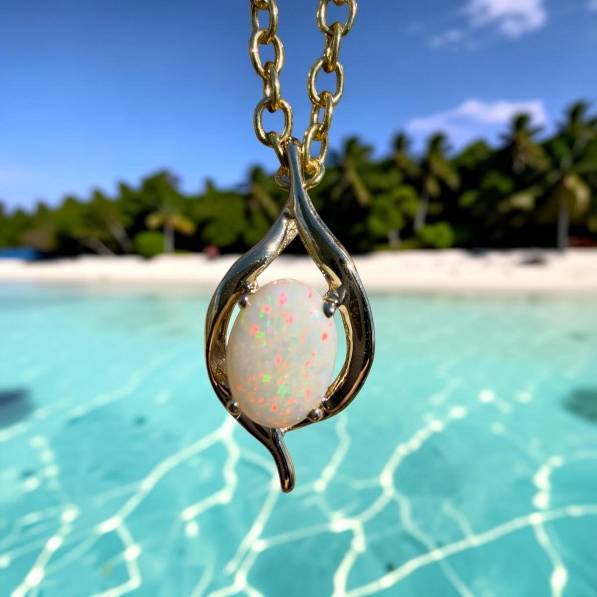 0.6ct Coober Pedy Opal Pendant Necklace ~ 'Kalgoorlie Golden Glow' | 9ct Yellow Gold | Solid Australian Opal