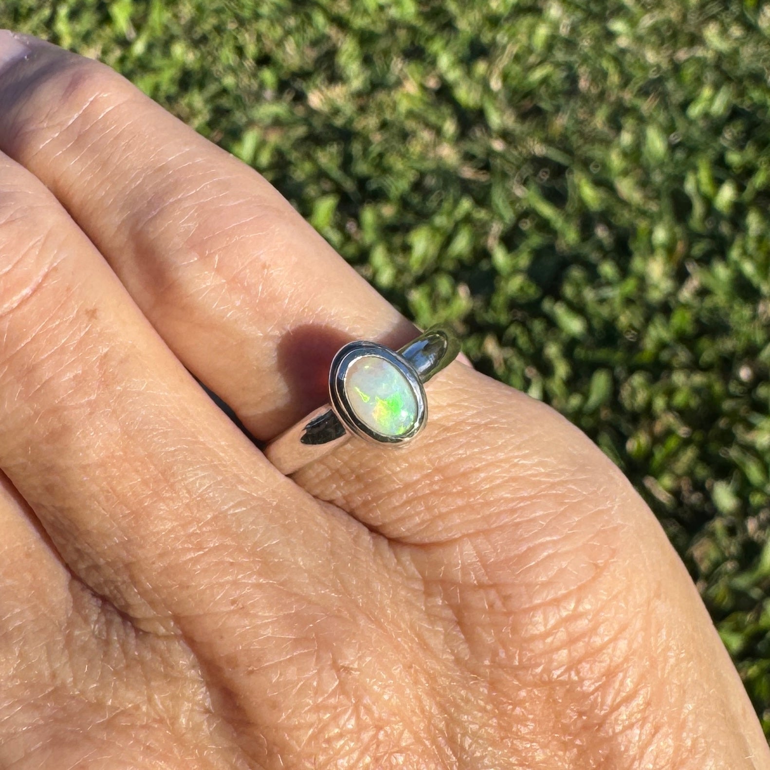 0.6ct Coober Pedy Opal Ring ~ 'Cable Beach Afterglow' | 925 Sterling Silver | Solid Australian Opal