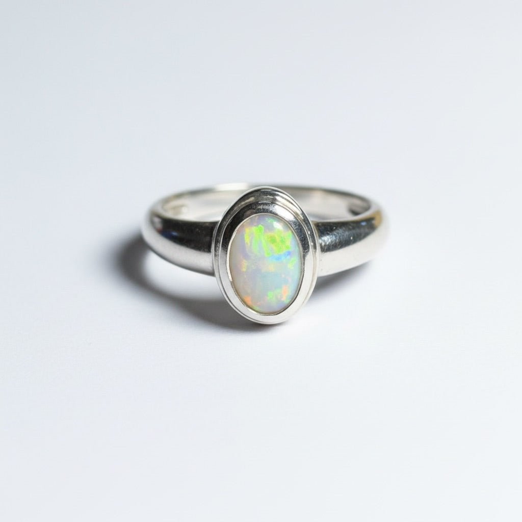 0.6ct Coober Pedy Opal Ring ~ 'Cable Beach Afterglow' | 925 Sterling Silver | Solid Australian Opal
