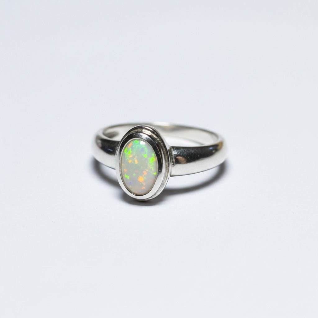 0.6ct Coober Pedy Opal Ring ~ 'Cable Beach Afterglow' | 925 Sterling Silver | Solid Australian Opal