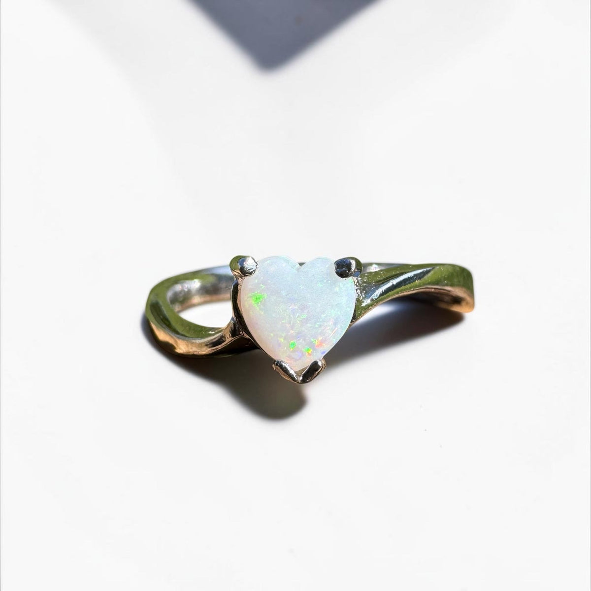 0.6ct Coober Pedy Opal Ring ~ 'Strahan Glow' | 925 Sterling Silver | Solid Australian Opal