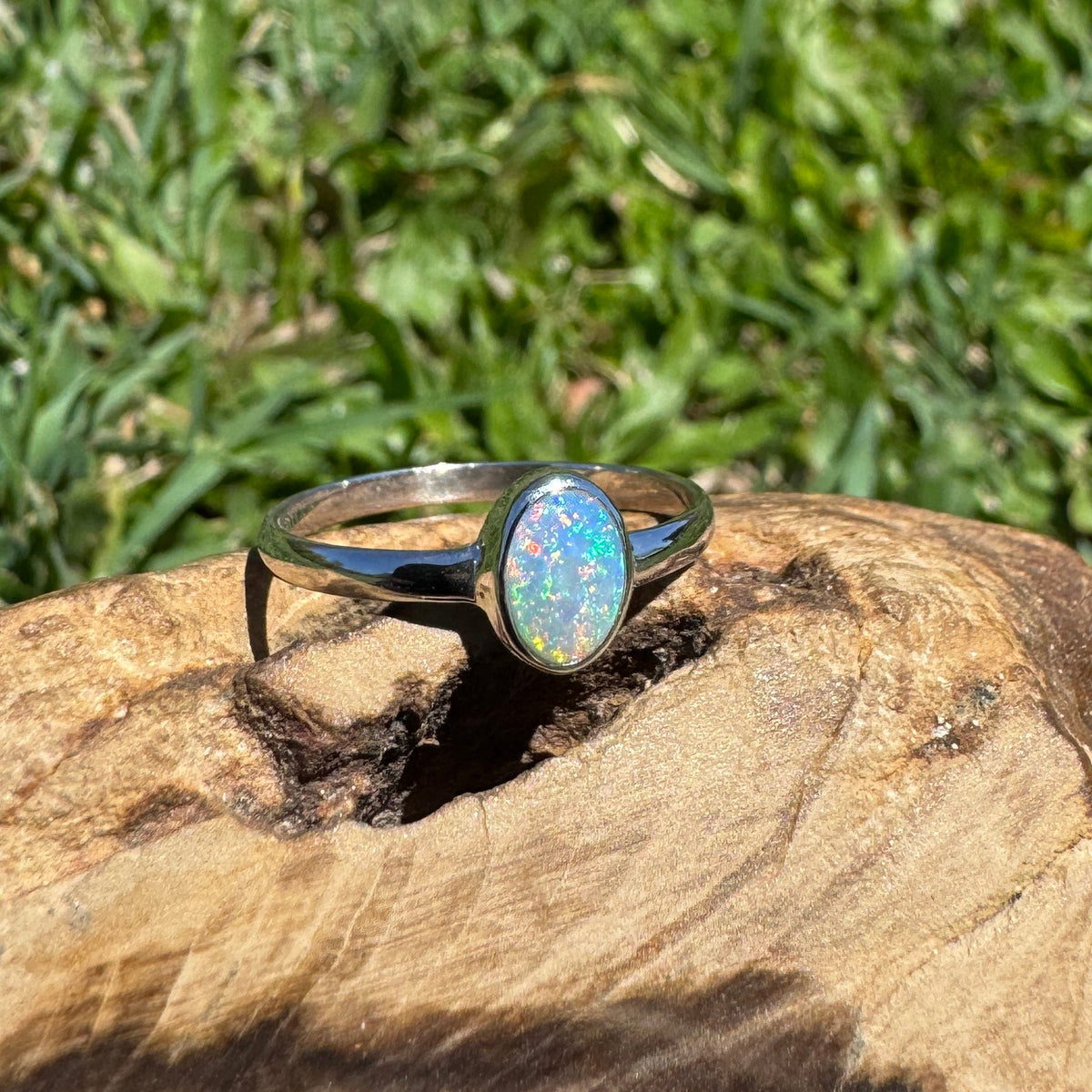 0.6ct Lightning Ridge Opal Ring ~ 'Barraba Blue' | 925 Sterling Silver | Solid Australian Opal