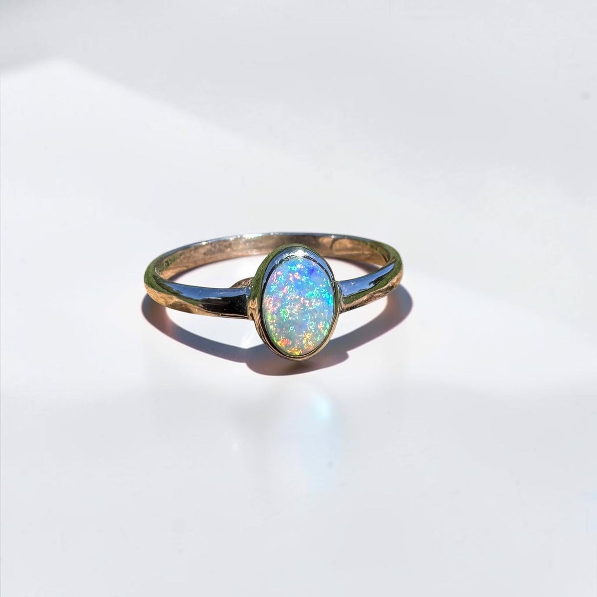 0.6ct Lightning Ridge Opal Ring ~ 'Barraba Blue' | 925 Sterling Silver | Solid Australian Opal