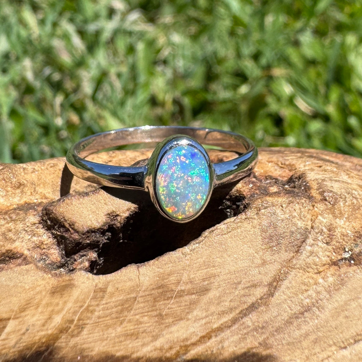 0.6ct Lightning Ridge Opal Ring ~ 'Barraba Blue' | 925 Sterling Silver | Solid Australian Opal