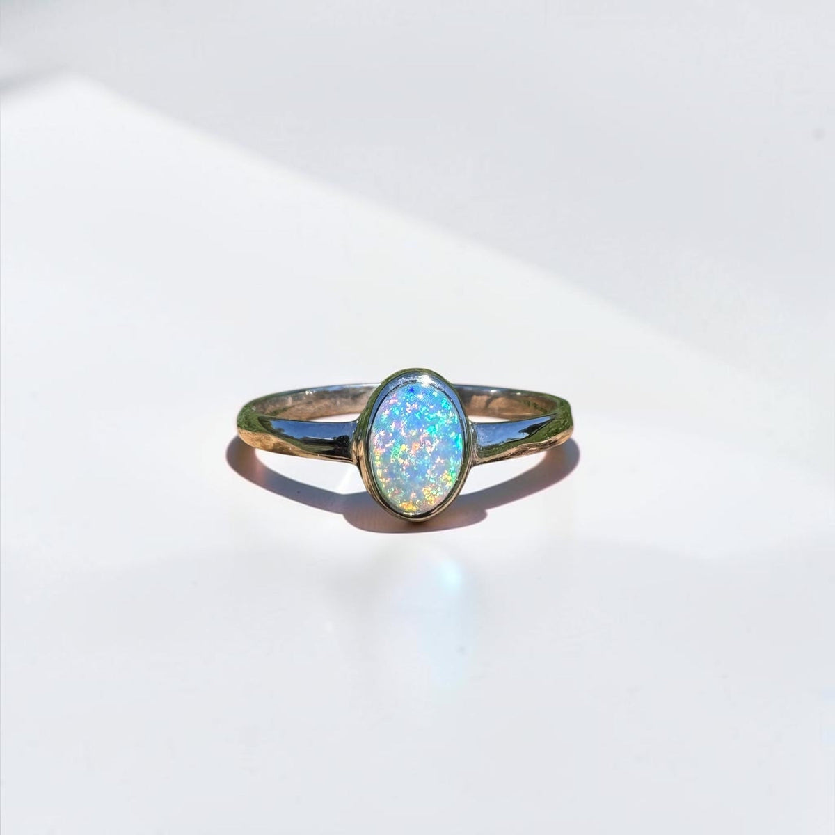 0.6ct Lightning Ridge Opal Ring ~ 'Barraba Blue' | 925 Sterling Silver | Solid Australian Opal