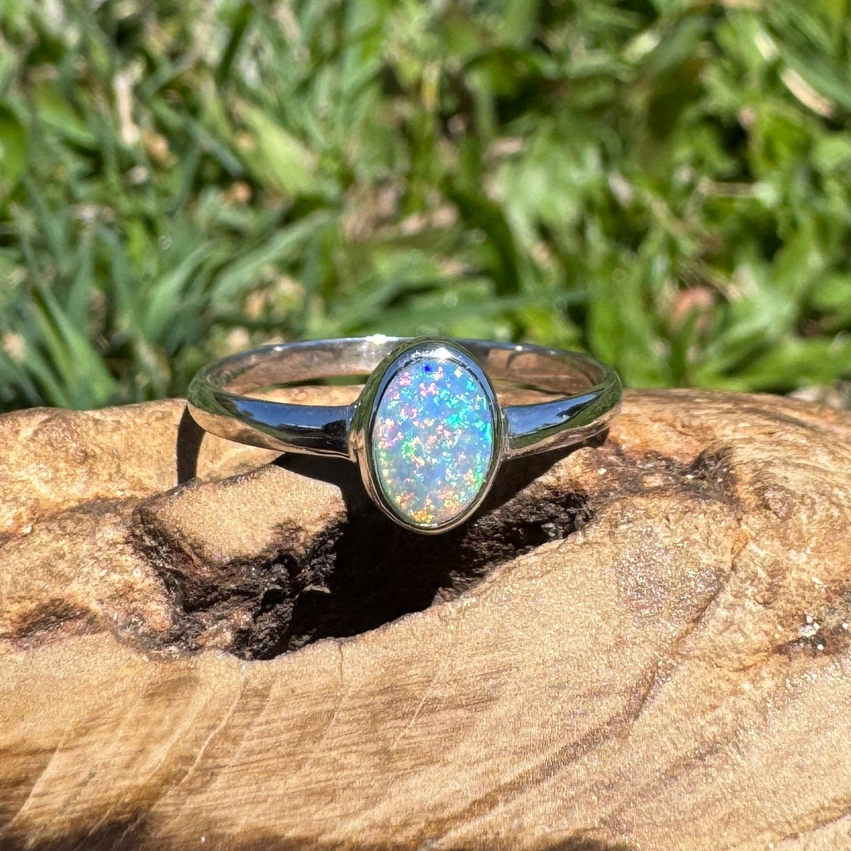 0.6ct Lightning Ridge Opal Ring ~ 'Barraba Blue' | 925 Sterling Silver | Solid Australian Opal