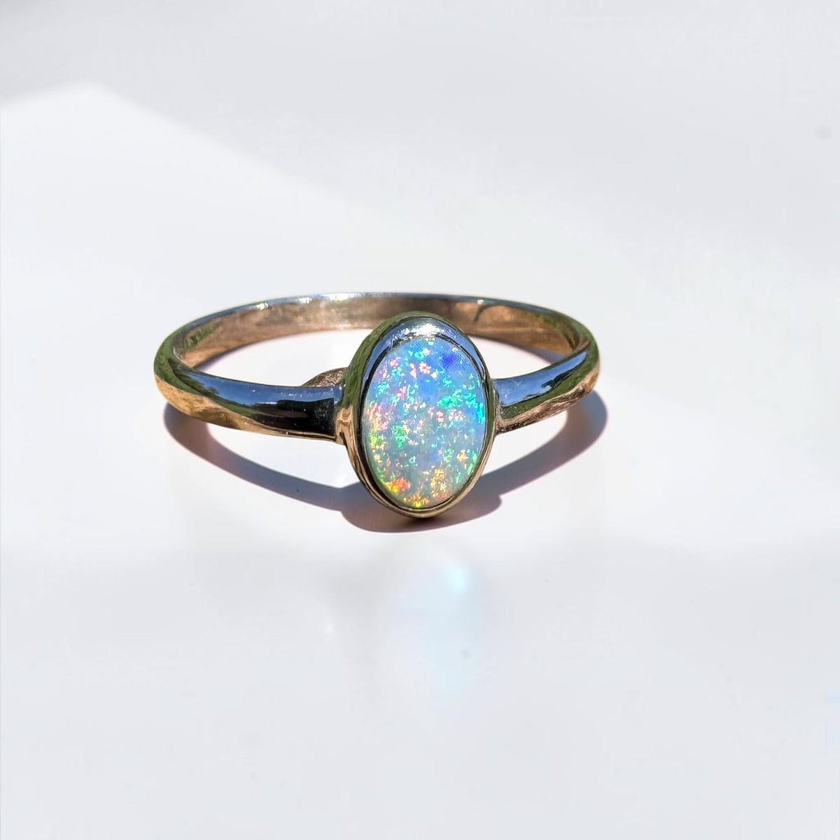 0.6ct Lightning Ridge Opal Ring ~ 'Barraba Blue' | 925 Sterling Silver | Solid Australian Opal