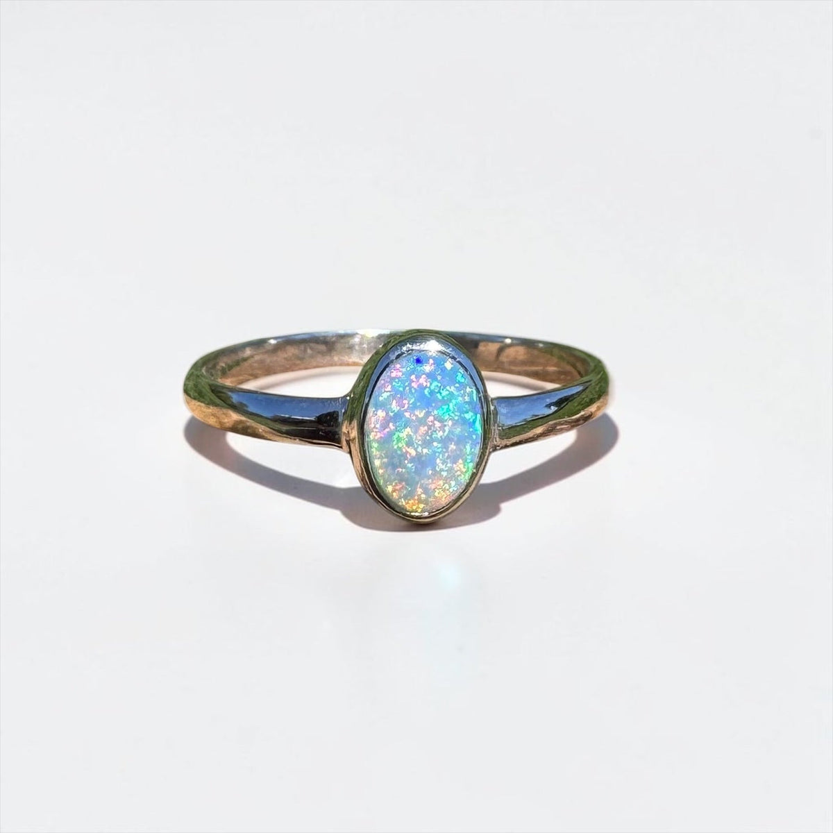 0.6ct Lightning Ridge Opal Ring ~ 'Barraba Blue' | 925 Sterling Silver | Solid Australian Opal