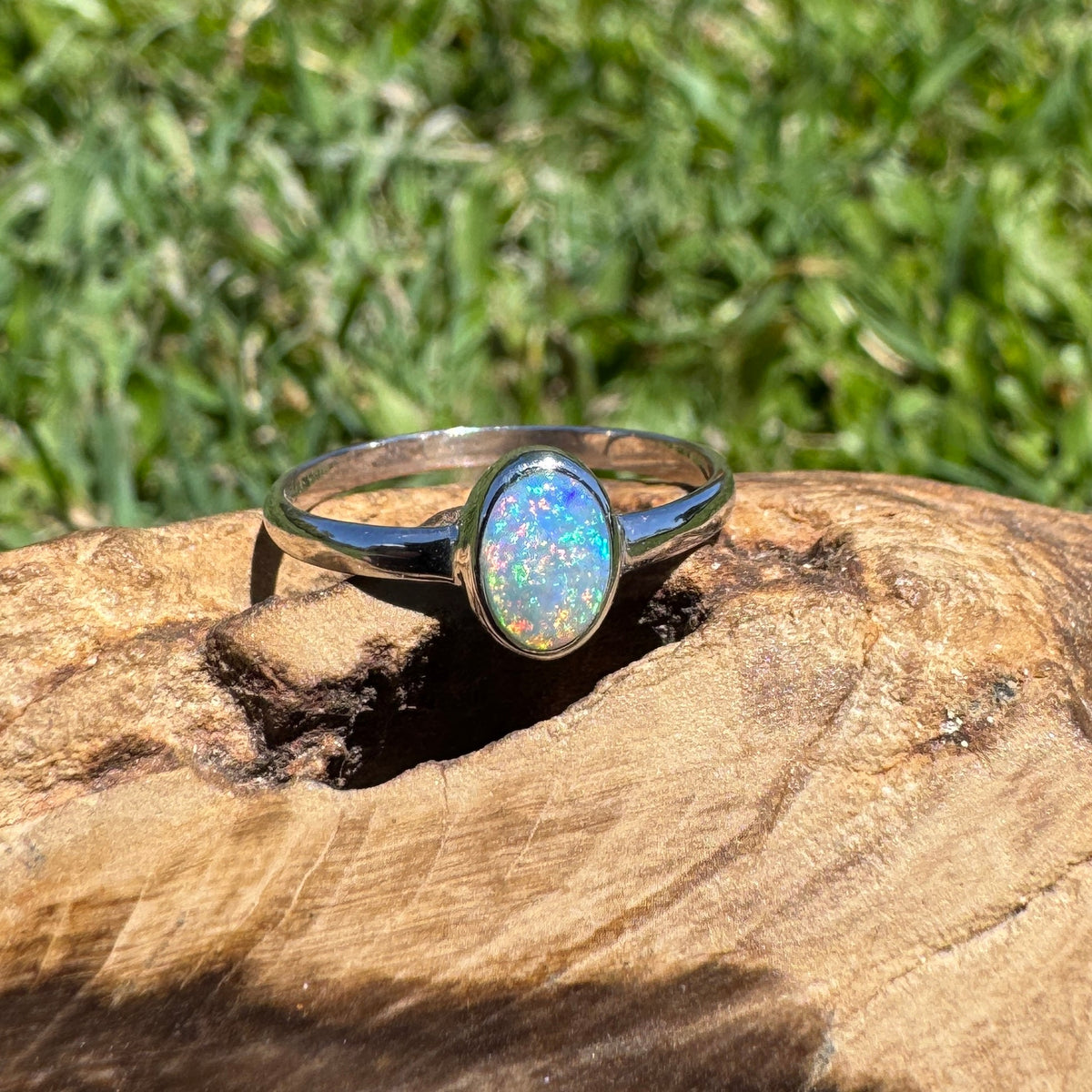 0.6ct Lightning Ridge Opal Ring ~ 'Barraba Blue' | 925 Sterling Silver | Solid Australian Opal