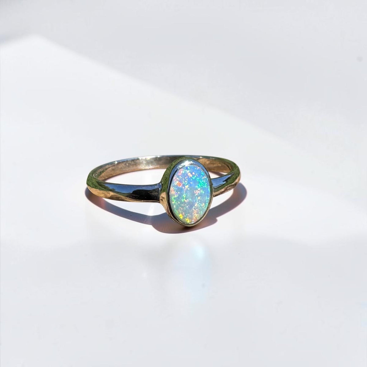 0.6ct Lightning Ridge Opal Ring ~ 'Barraba Blue' | 925 Sterling Silver | Solid Australian Opal