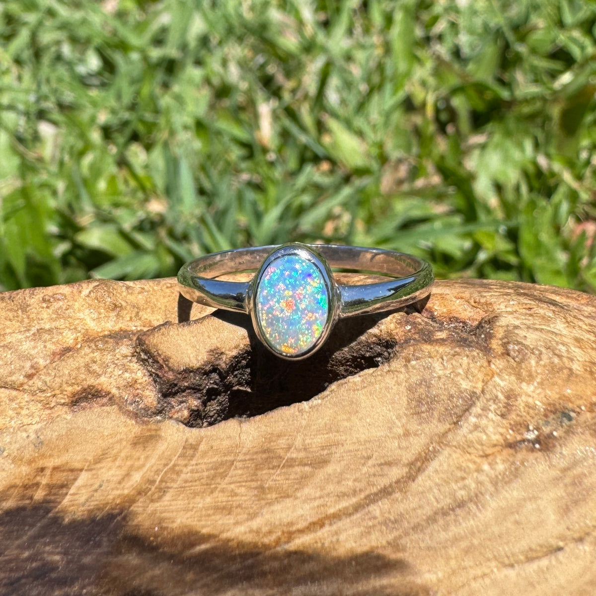 0.6ct Lightning Ridge Opal Ring ~ 'Barraba Blue' | 925 Sterling Silver | Solid Australian Opal