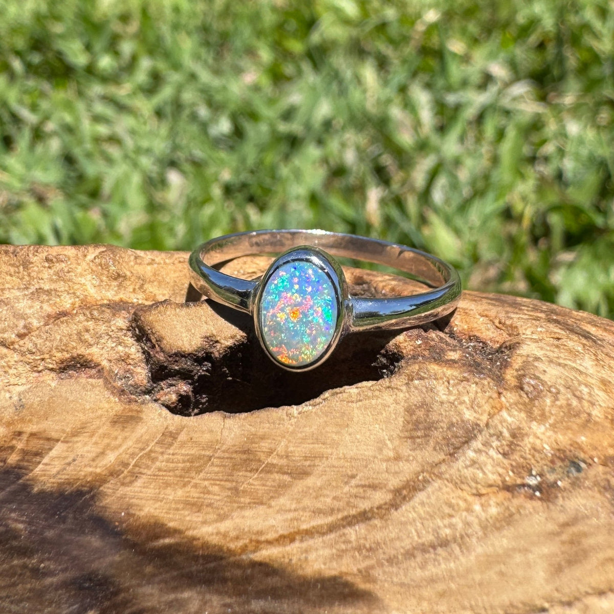 0.6ct Lightning Ridge Opal Ring ~ 'Barraba Blue' | 925 Sterling Silver | Solid Australian Opal