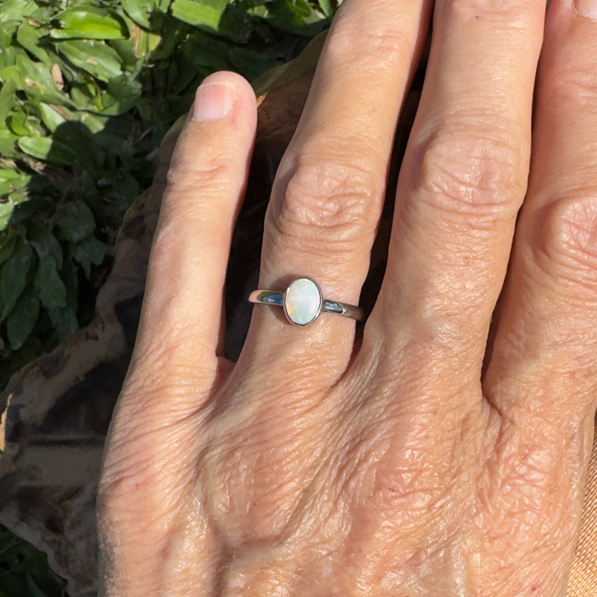 0.6ct Lightning Ridge Opal Ring ~ 'Lightning Flash' | 925 Sterling Silver | Solid Australian Opal