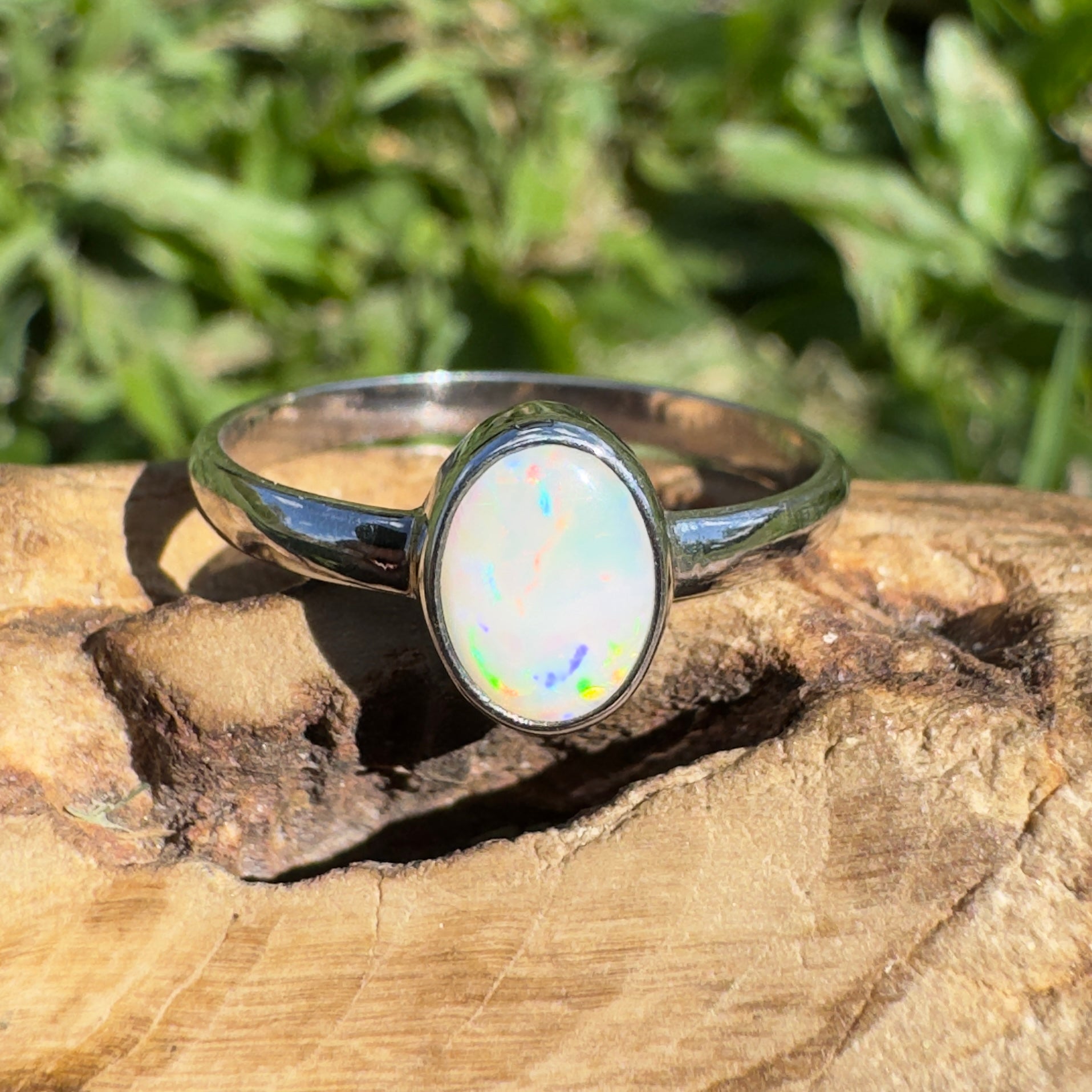 0.6ct Lightning Ridge Opal Ring ~ 'Lightning Flash' | 925 Sterling Silver | Solid Australian Opal