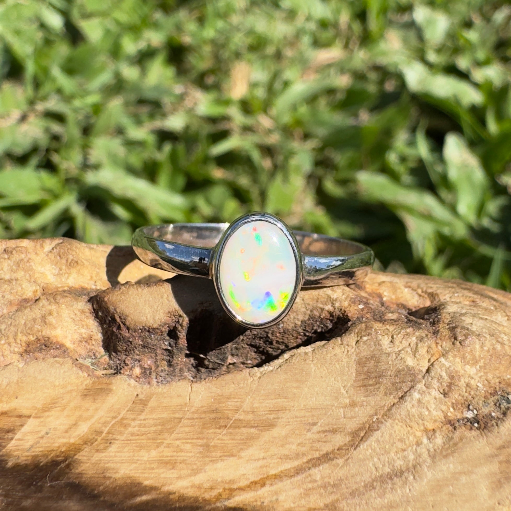 0.6ct Lightning Ridge Opal Ring ~ 'Lightning Flash' | 925 Sterling Silver | Solid Australian Opal
