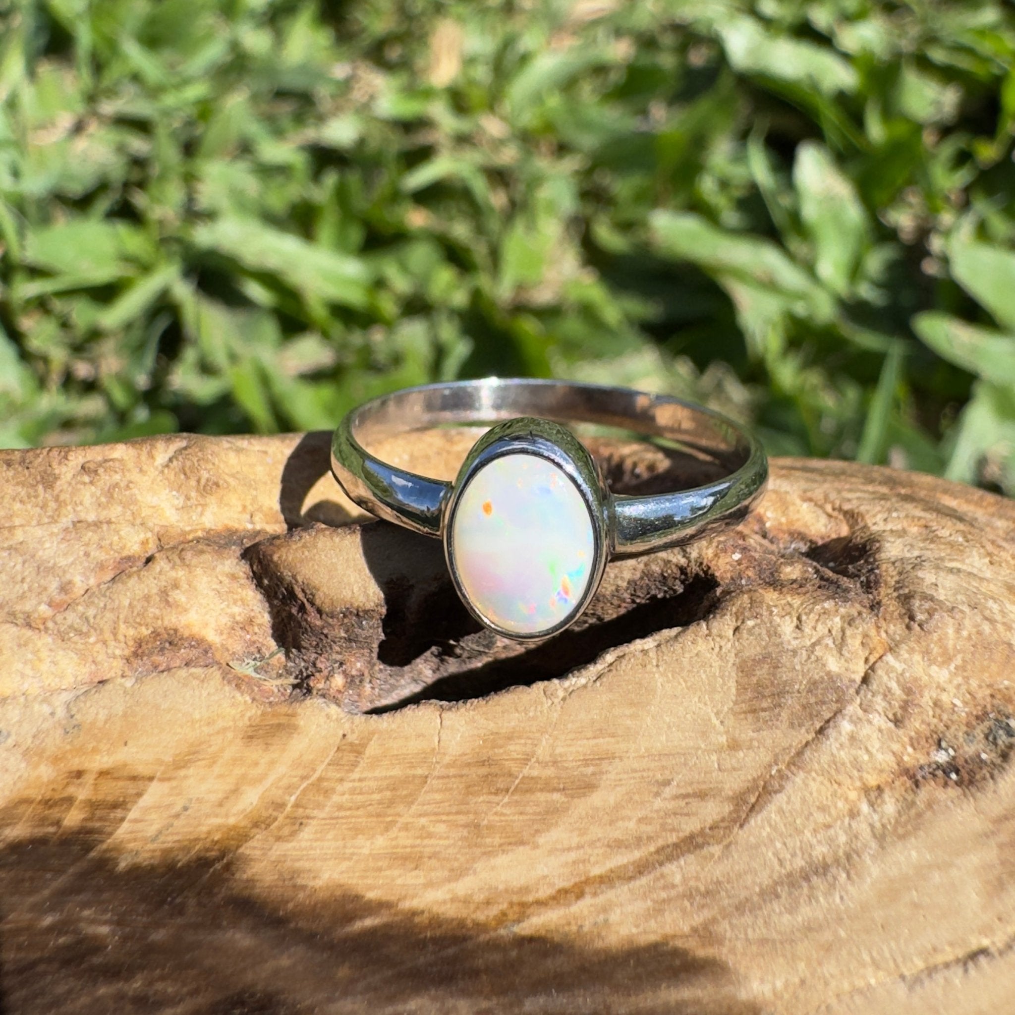 0.6ct Lightning Ridge Opal Ring ~ 'Lightning Flash' | 925 Sterling Silver | Solid Australian Opal