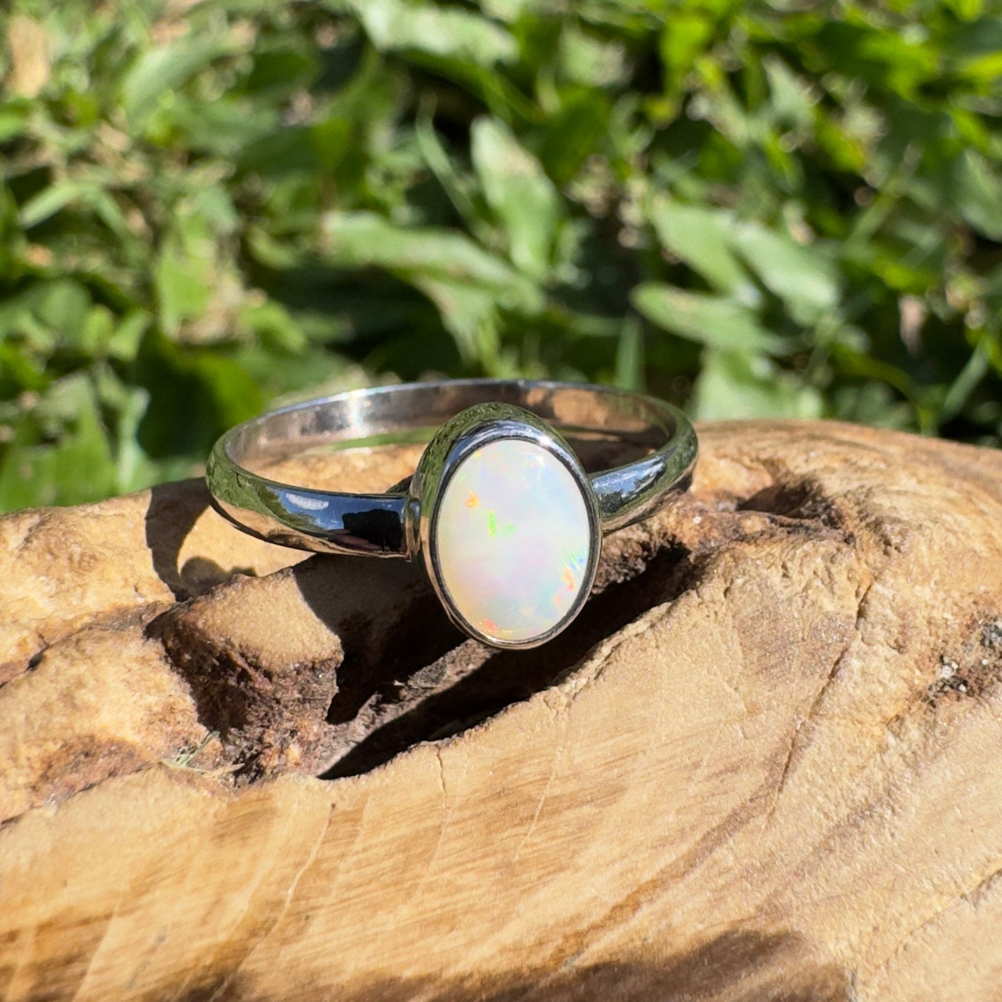 0.6ct Lightning Ridge Opal Ring ~ 'Lightning Flash' | 925 Sterling Silver | Solid Australian Opal