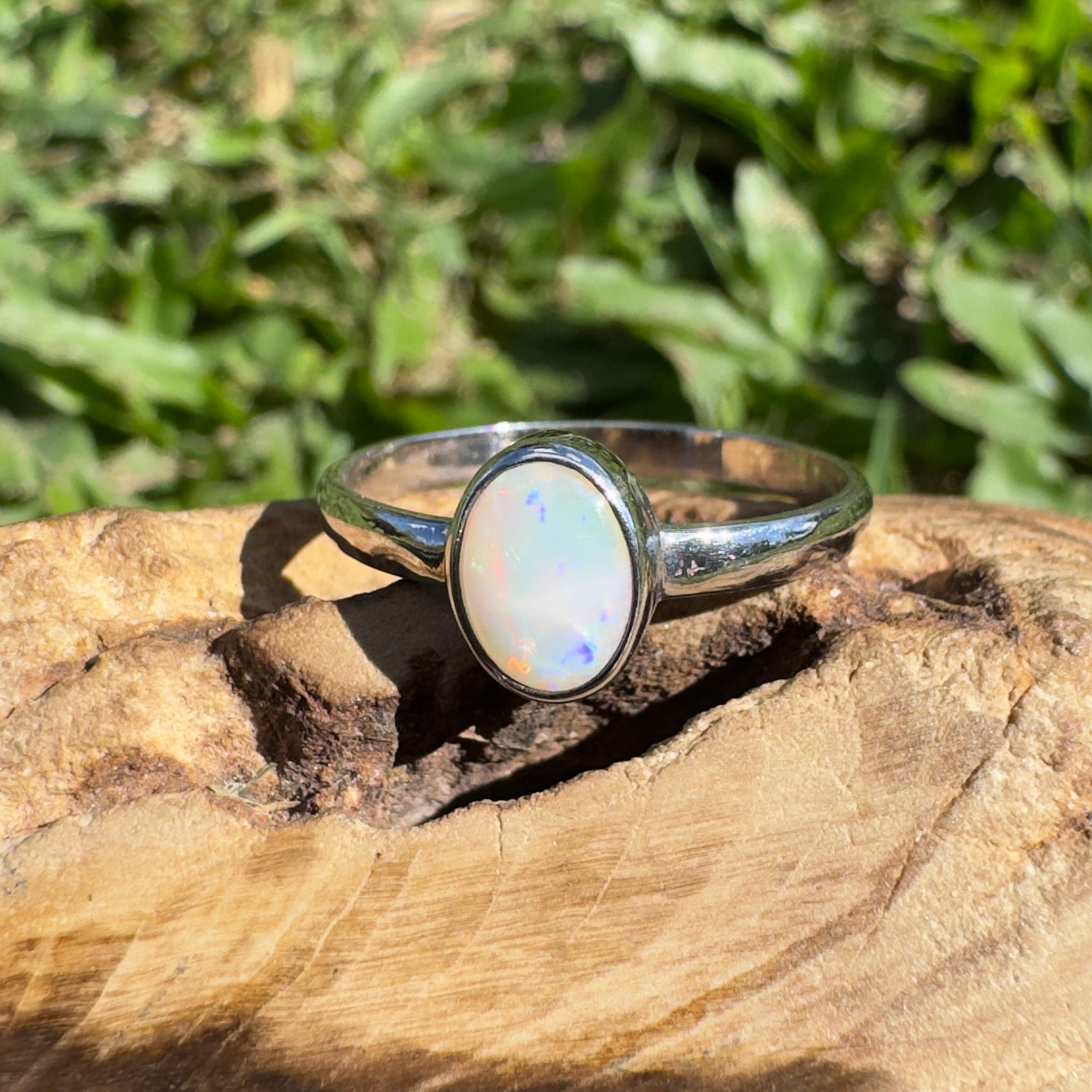 0.6ct Lightning Ridge Opal Ring ~ 'Lightning Flash' | 925 Sterling Silver | Solid Australian Opal