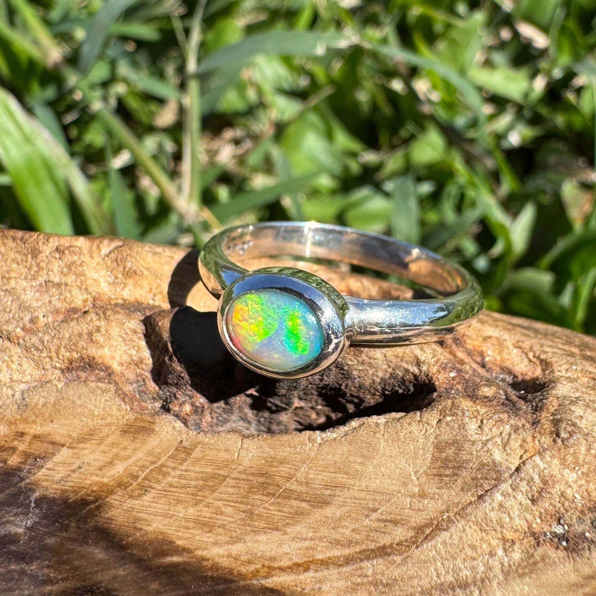 0.6ct Lightning Ridge Opal Ring ~ 'Lord Howe Shallows' | 925 Sterling Silver | Solid Australian Opal