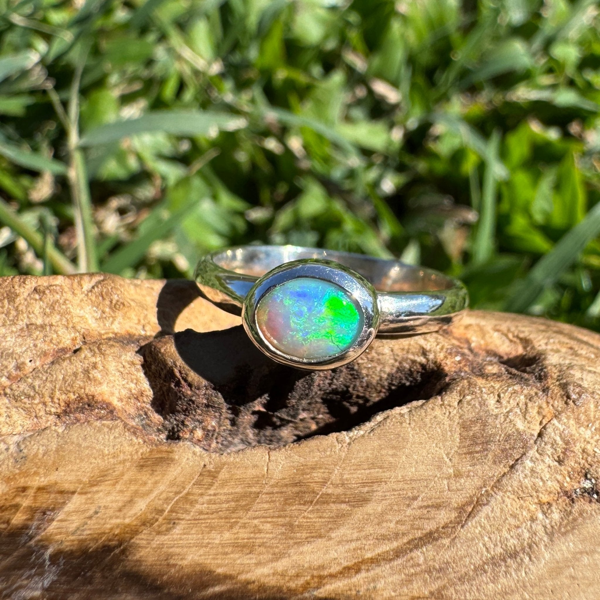 0.6ct Lightning Ridge Opal Ring ~ 'Lord Howe Shallows' | 925 Sterling Silver | Solid Australian Opal