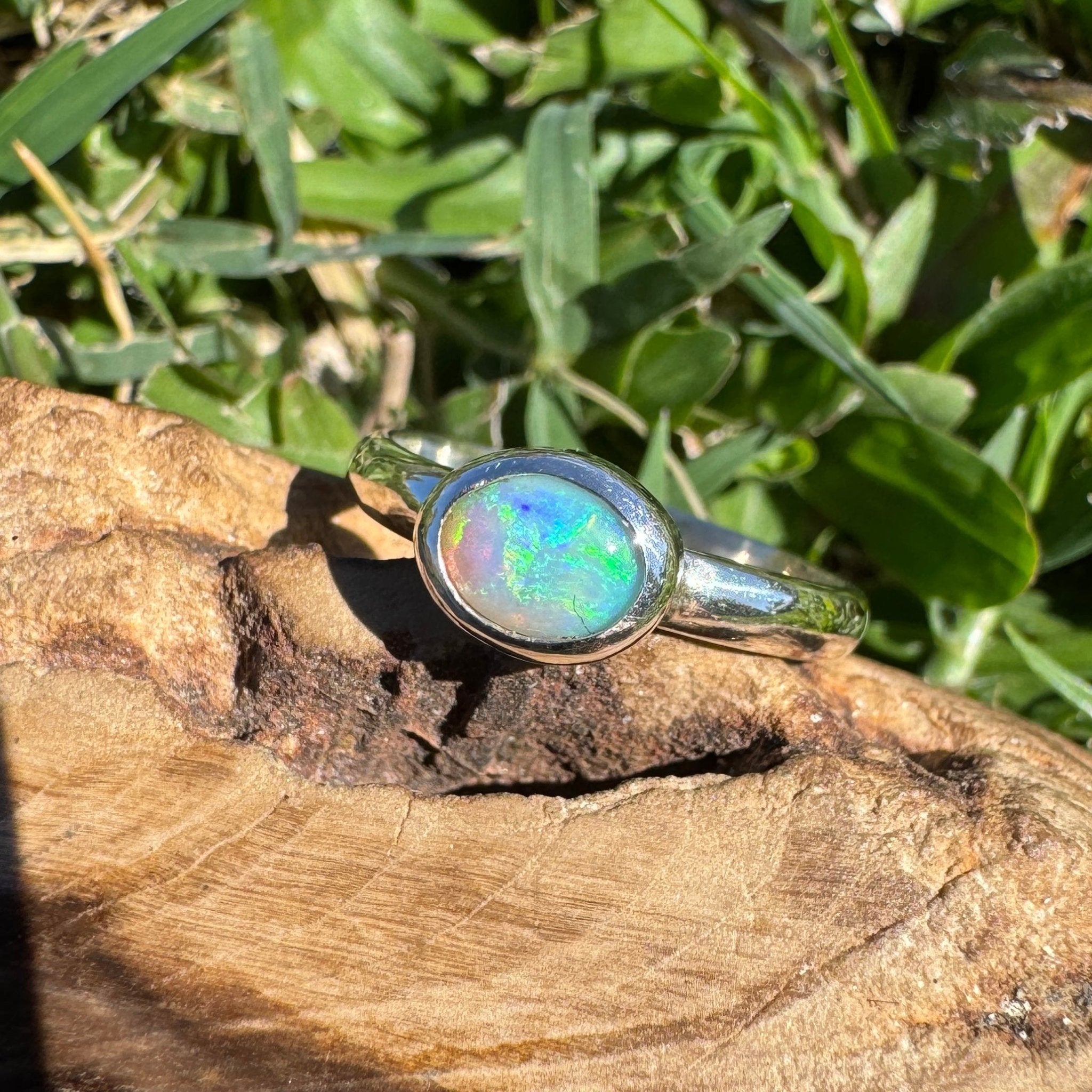 0.6ct Lightning Ridge Opal Ring ~ 'Lord Howe Shallows' | 925 Sterling Silver | Solid Australian Opal