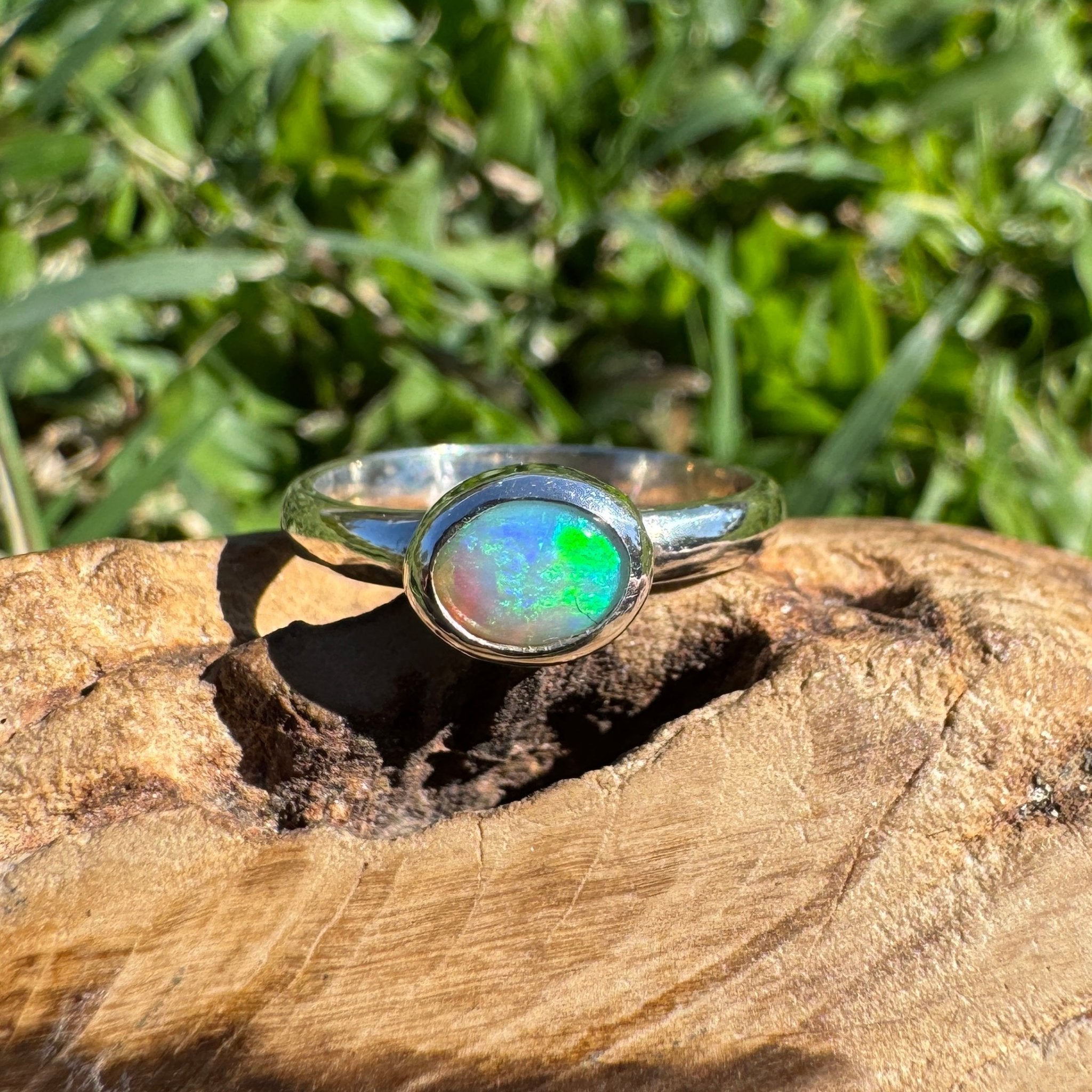 0.6ct Lightning Ridge Opal Ring ~ 'Lord Howe Shallows' | 925 Sterling Silver | Solid Australian Opal
