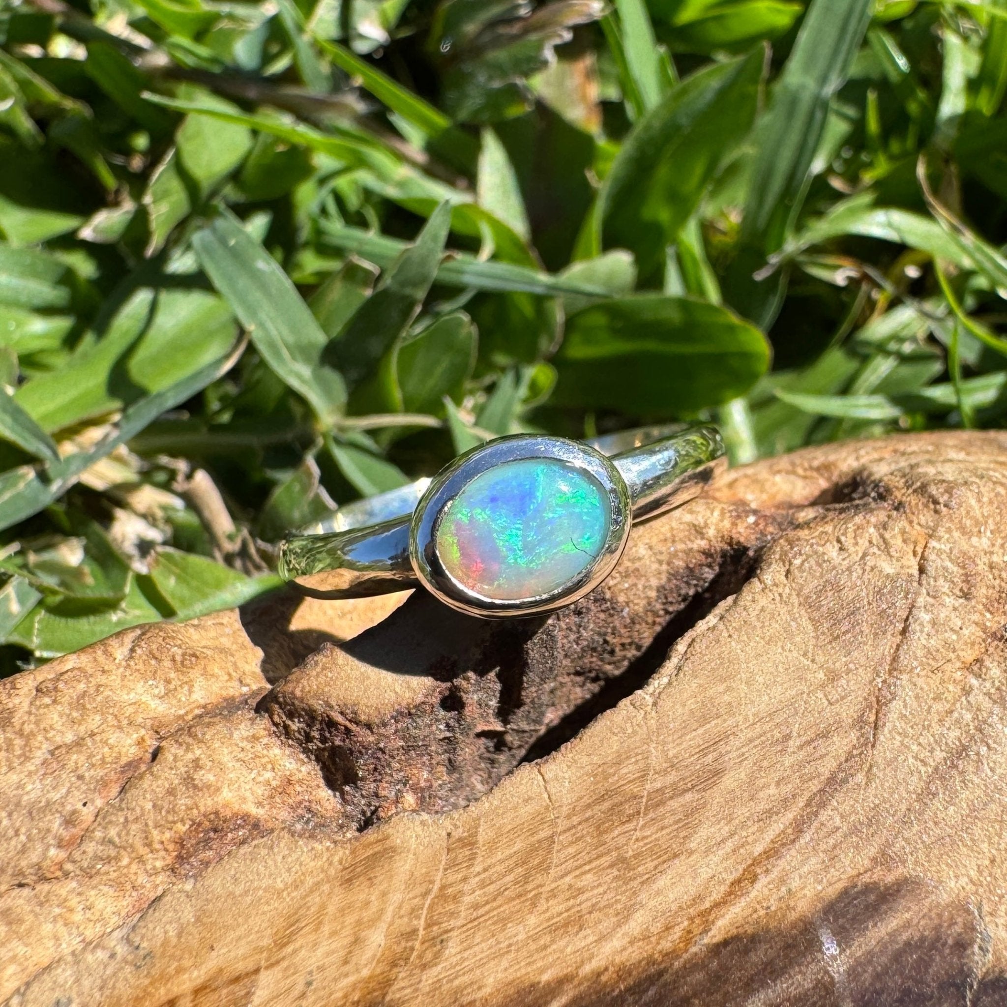 0.6ct Lightning Ridge Opal Ring ~ 'Lord Howe Shallows' | 925 Sterling Silver | Solid Australian Opal