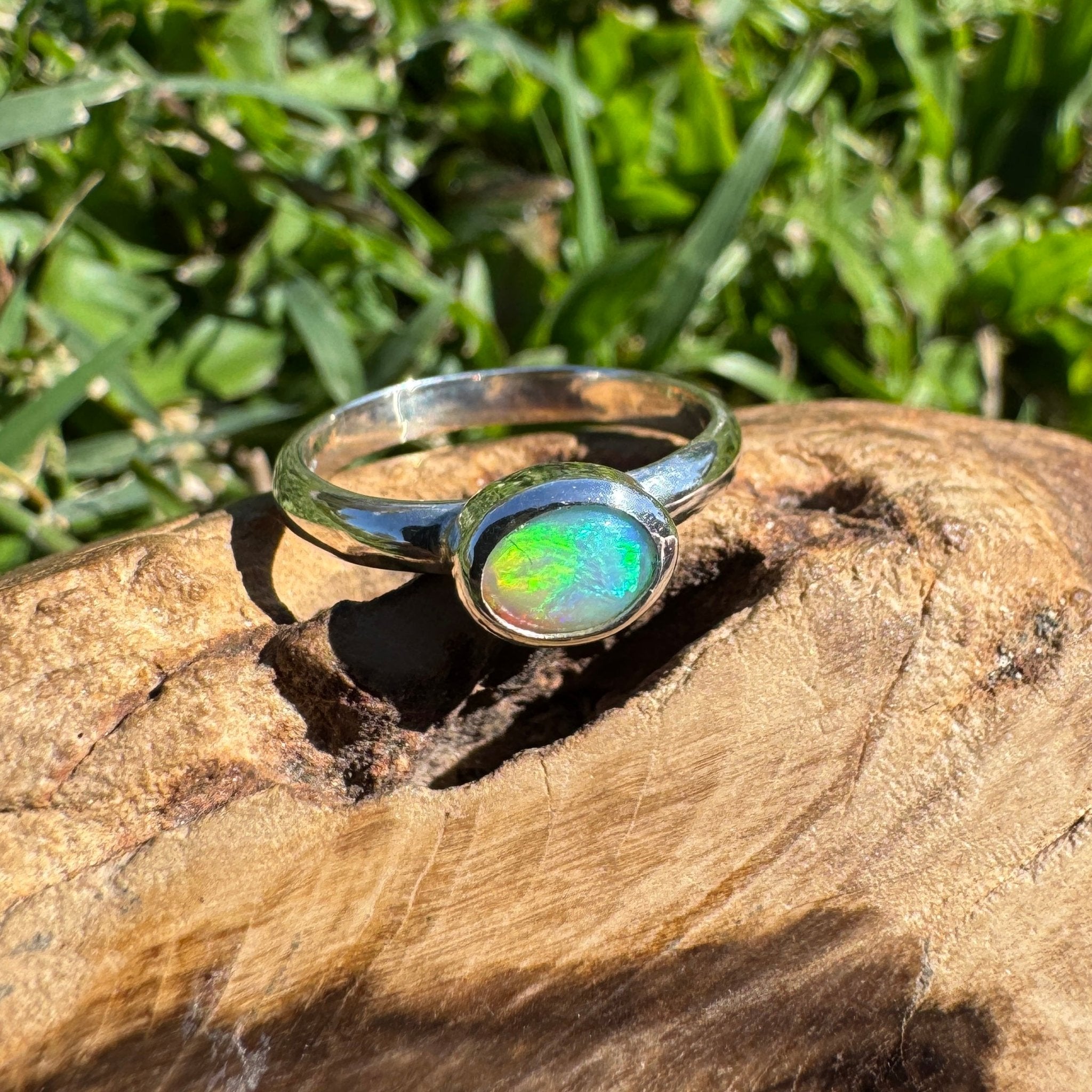 0.6ct Lightning Ridge Opal Ring ~ 'Lord Howe Shallows' | 925 Sterling Silver | Solid Australian Opal