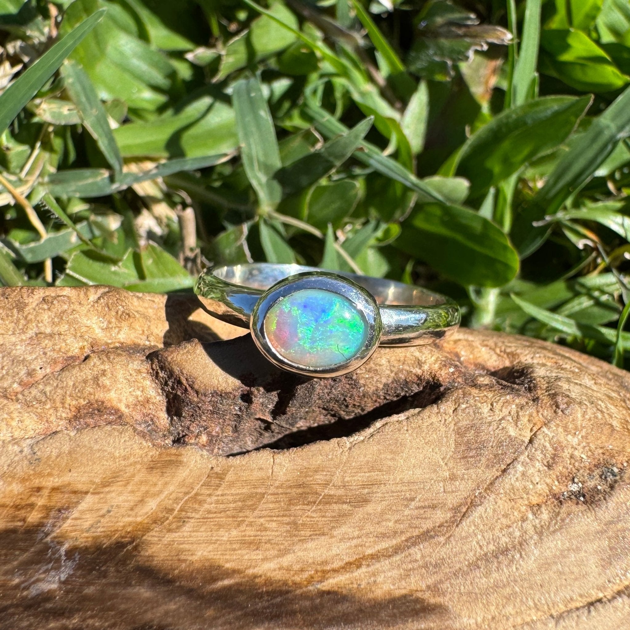 0.6ct Lightning Ridge Opal Ring ~ 'Lord Howe Shallows' | 925 Sterling Silver | Solid Australian Opal
