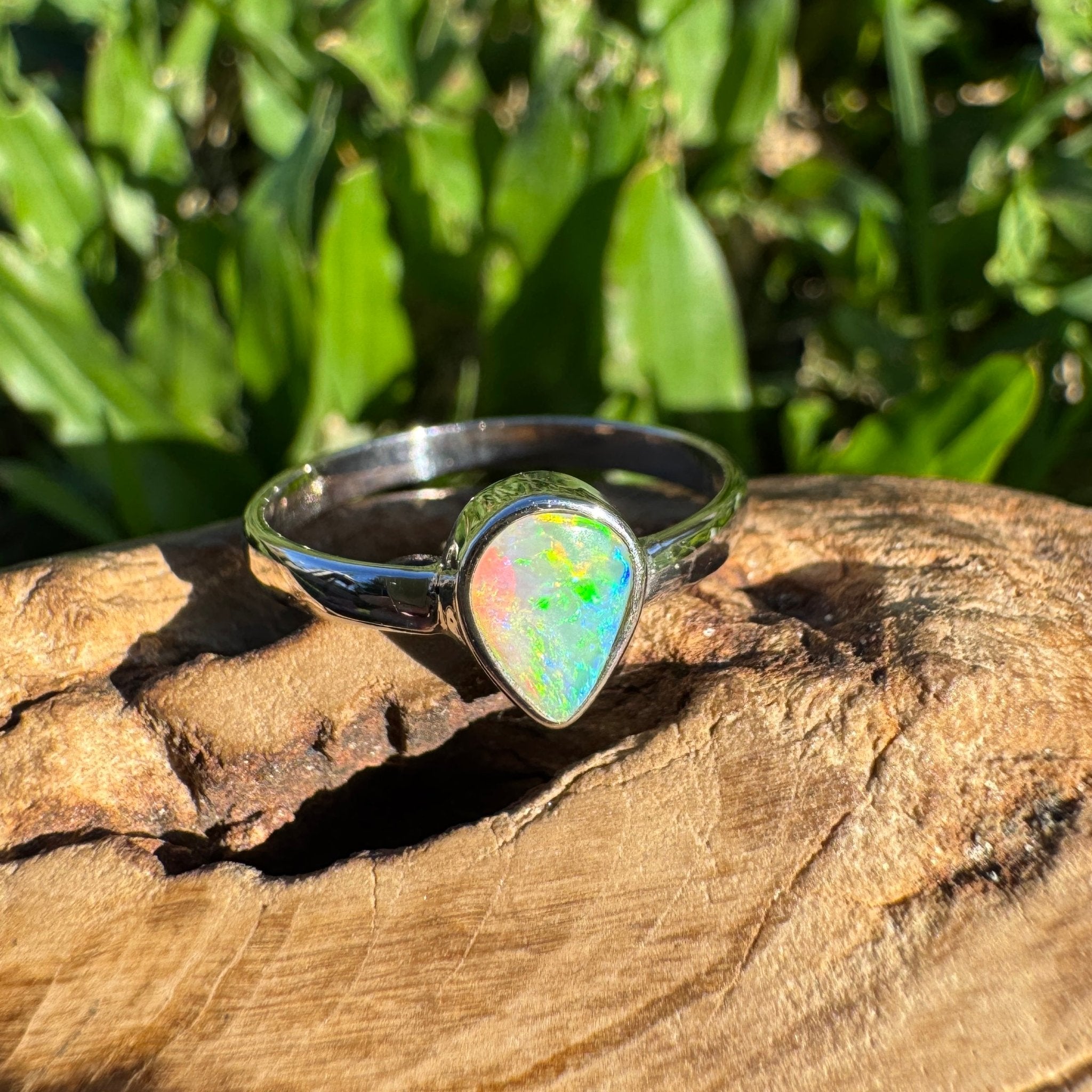 0.6ct Lightning Ridge Opal Ring ~ 'Lucky Bay Radiance' | 925 Sterling Silver | Solid Australian Opal