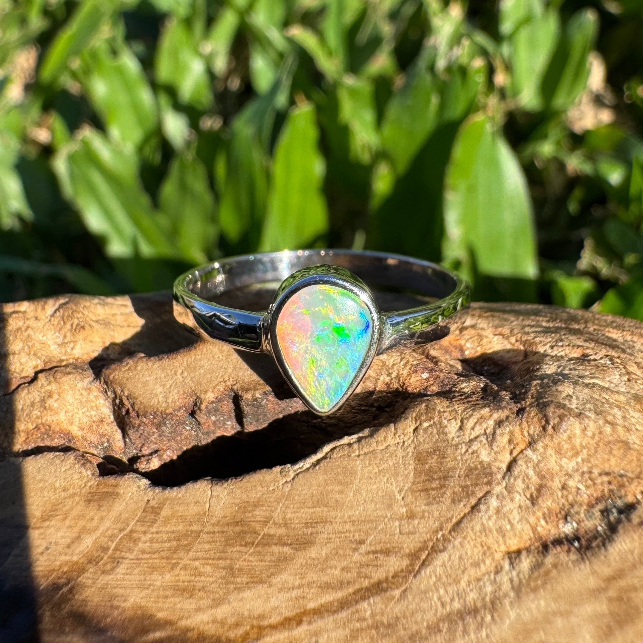 0.6ct Lightning Ridge Opal Ring ~ 'Lucky Bay Radiance' | 925 Sterling Silver | Solid Australian Opal