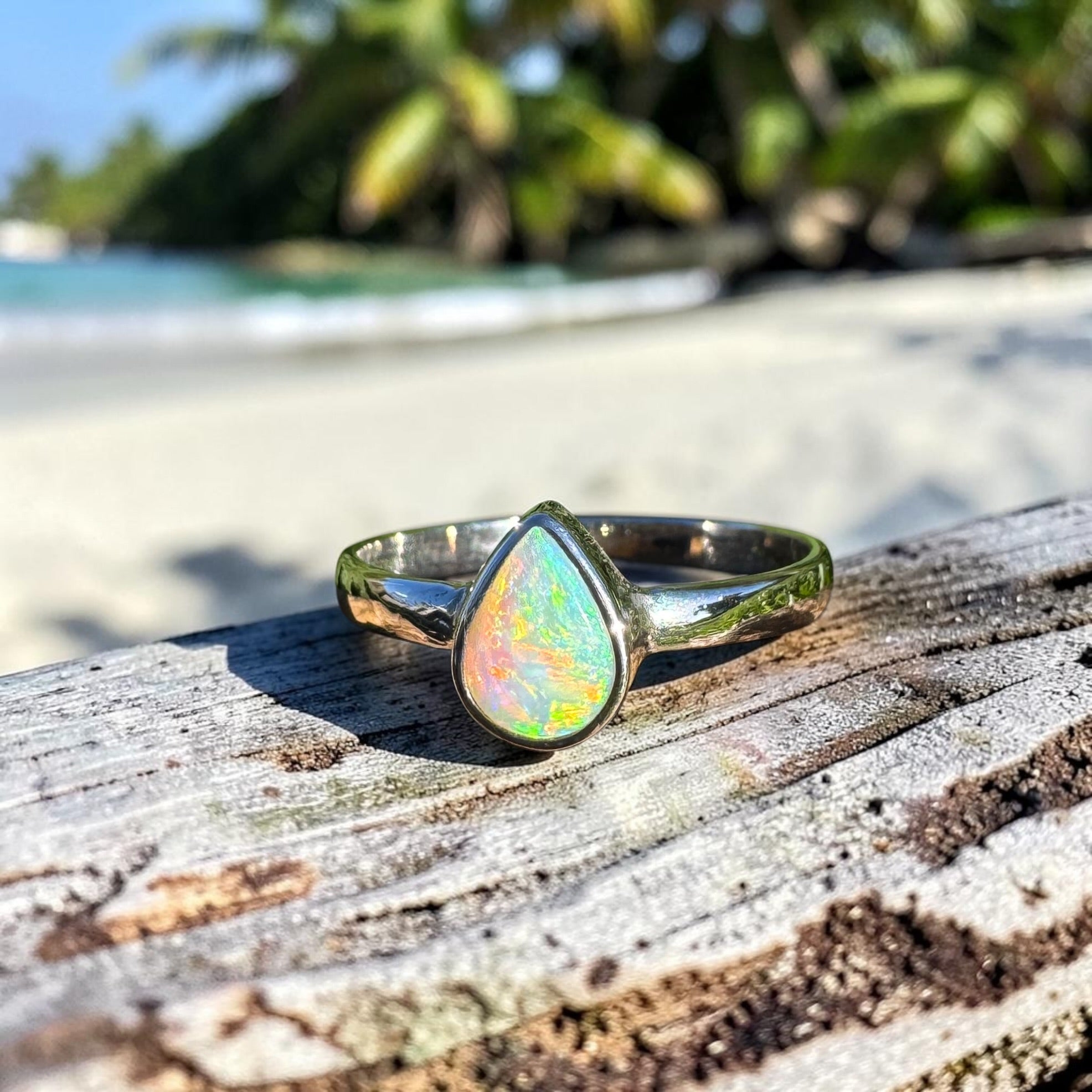 0.6ct Lightning Ridge Opal Ring ~ 'Lucky Bay Radiance' | 925 Sterling Silver | Solid Australian Opal