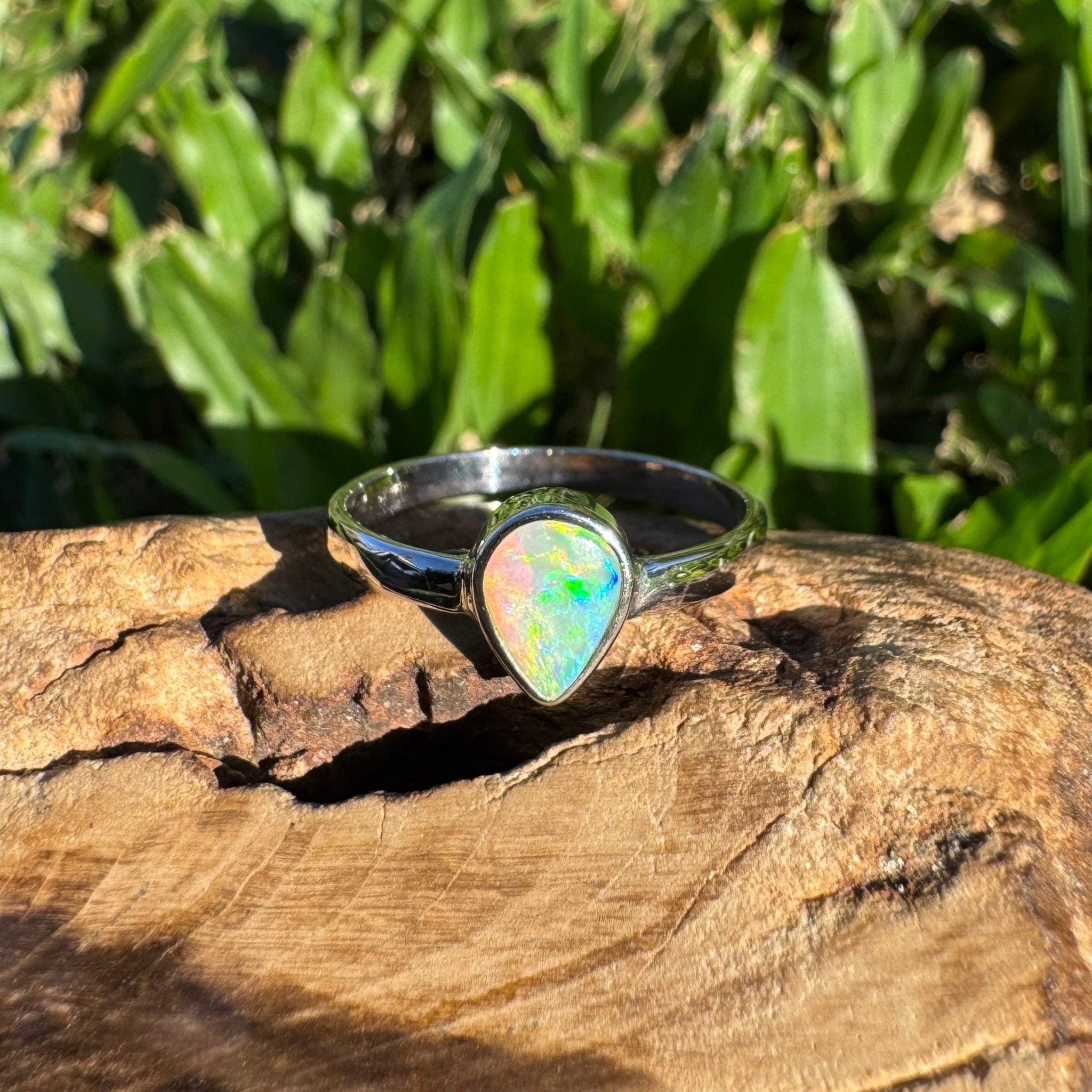 0.6ct Lightning Ridge Opal Ring ~ 'Lucky Bay Radiance' | 925 Sterling Silver | Solid Australian Opal
