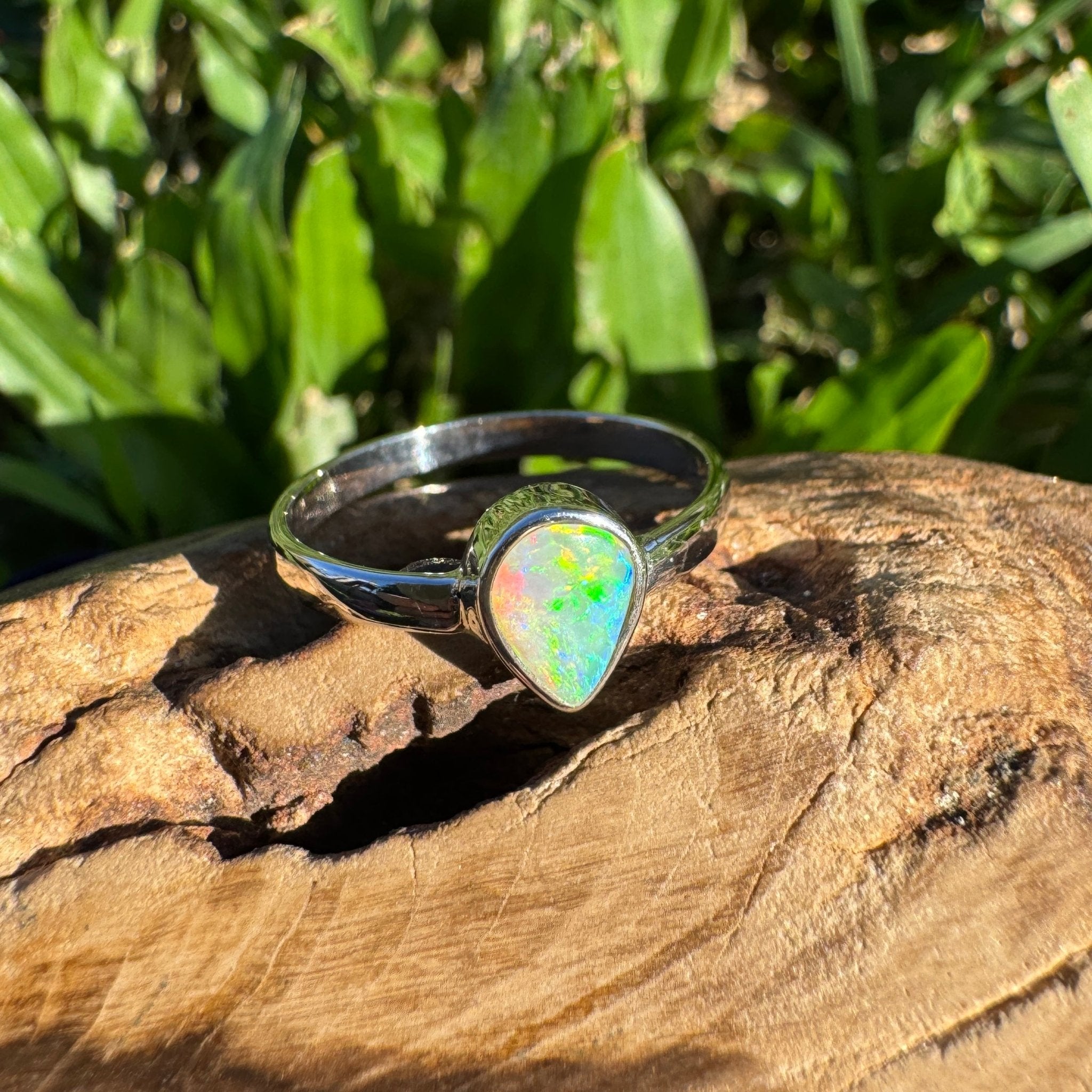 0.6ct Lightning Ridge Opal Ring ~ 'Lucky Bay Radiance' | 925 Sterling Silver | Solid Australian Opal