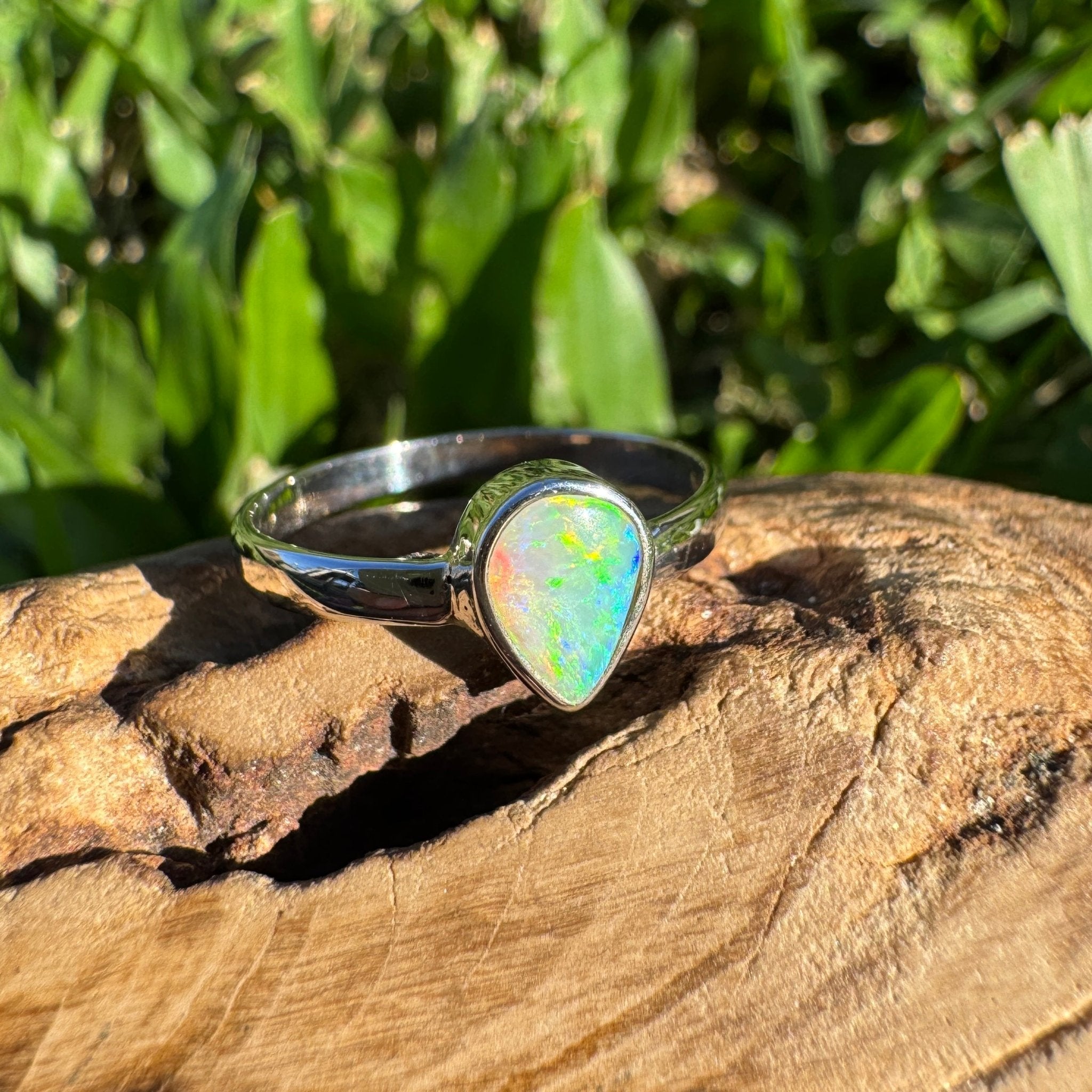 0.6ct Lightning Ridge Opal Ring ~ 'Lucky Bay Radiance' | 925 Sterling Silver | Solid Australian Opal