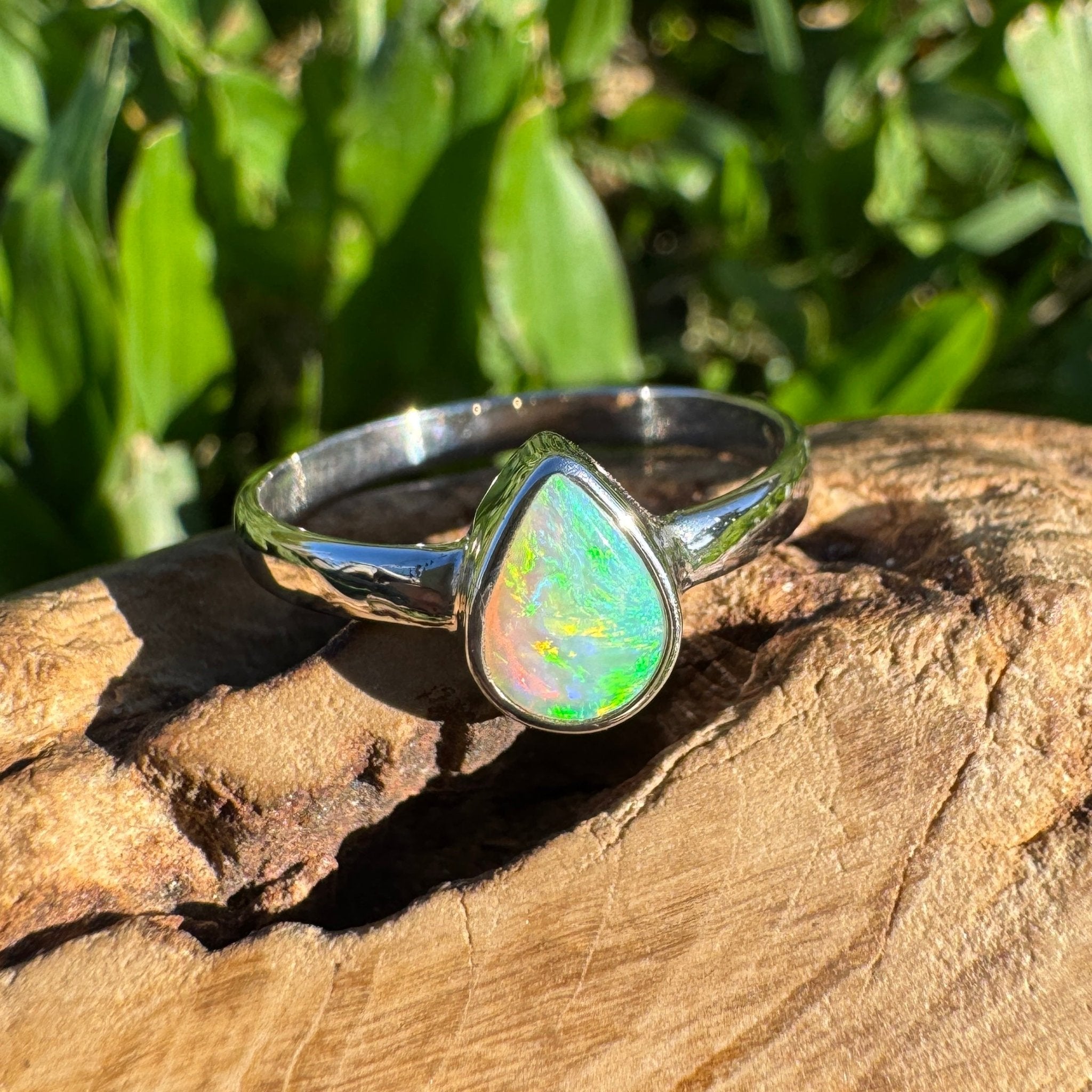 0.6ct Lightning Ridge Opal Ring ~ 'Lucky Bay Radiance' | 925 Sterling Silver | Solid Australian Opal