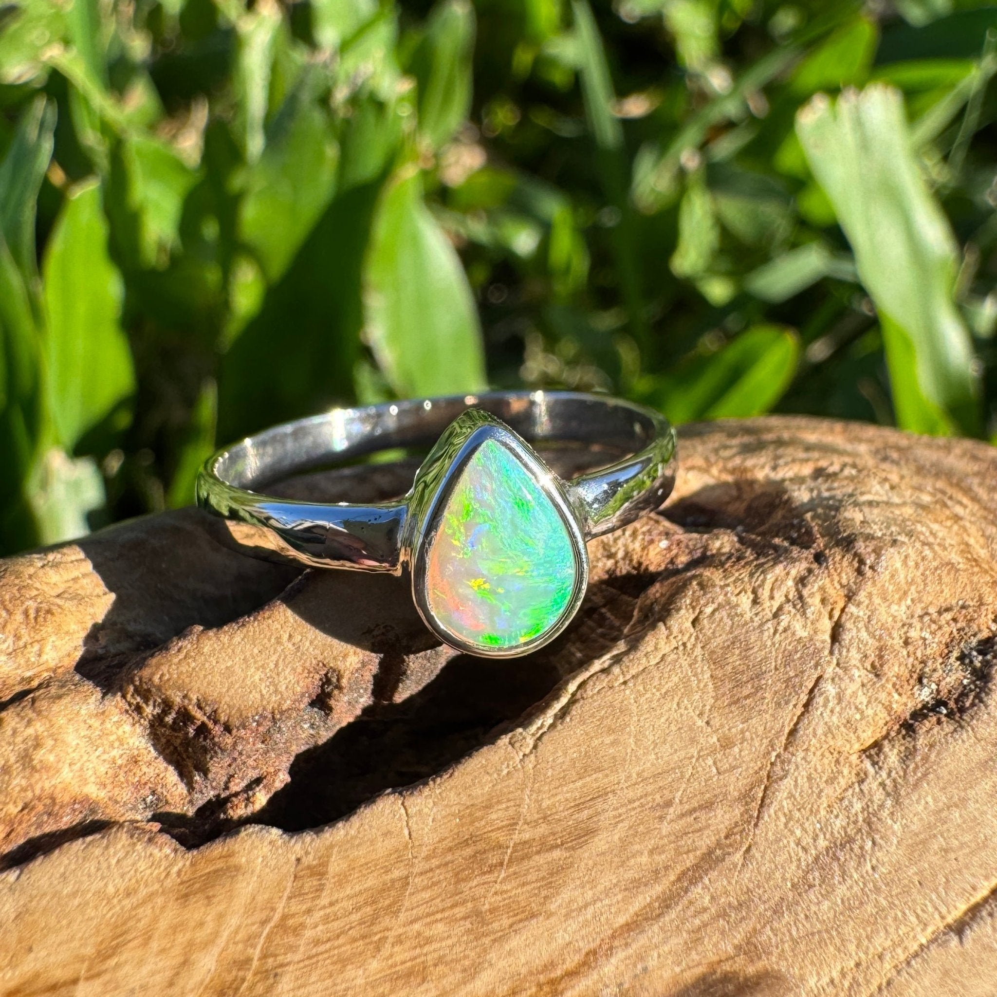 0.6ct Lightning Ridge Opal Ring ~ 'Lucky Bay Radiance' | 925 Sterling Silver | Solid Australian Opal