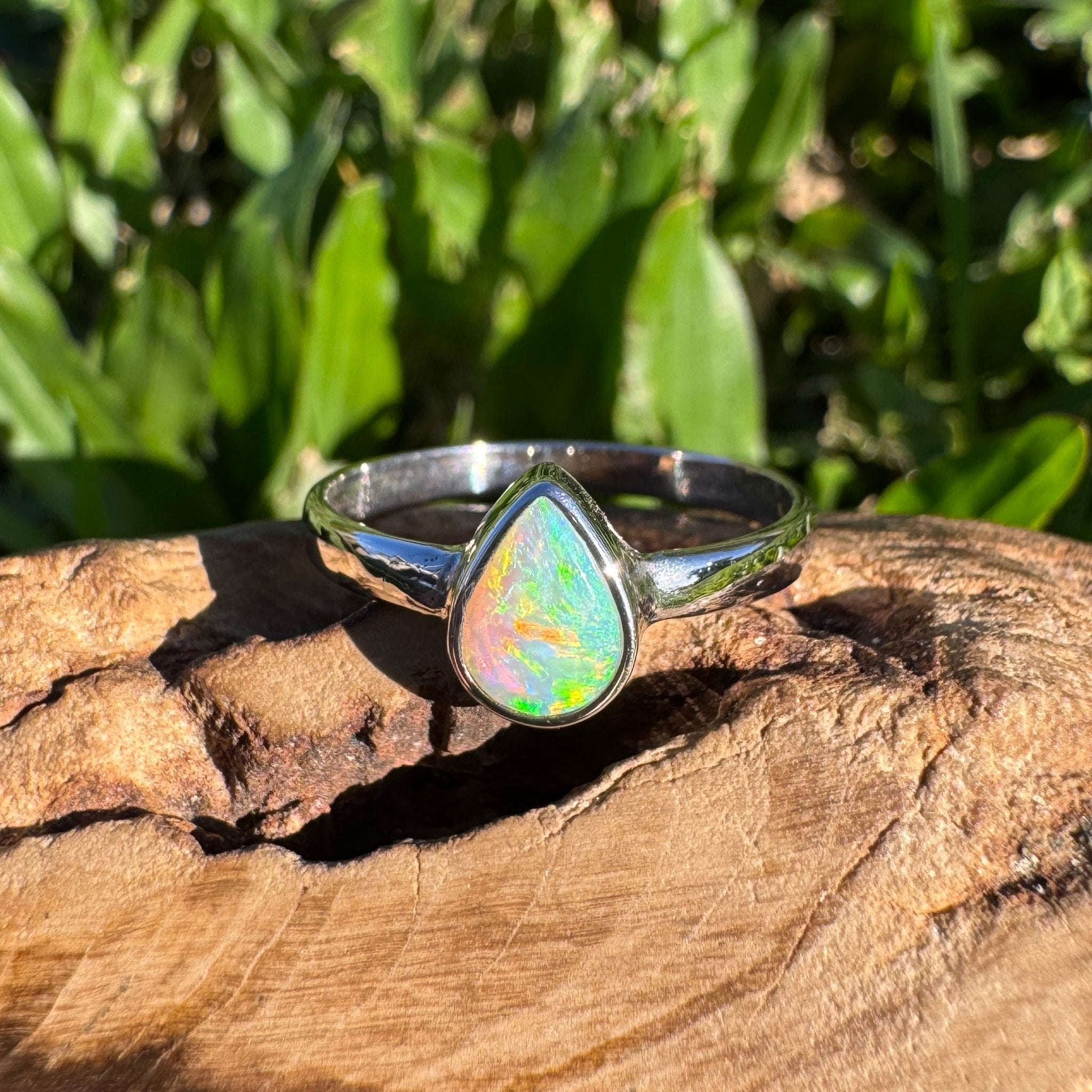 0.6ct Lightning Ridge Opal Ring ~ 'Lucky Bay Radiance' | 925 Sterling Silver | Solid Australian Opal
