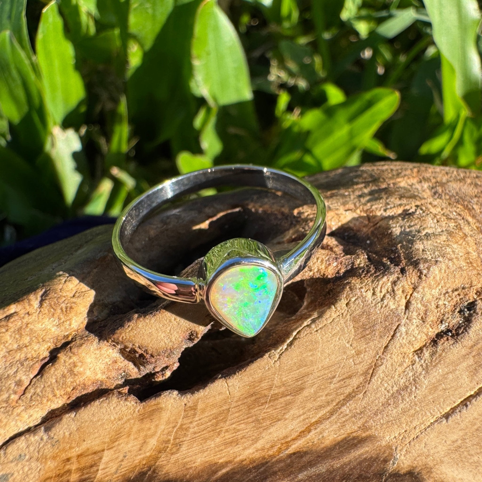 0.6ct Lightning Ridge Opal Ring ~ 'Lucky Bay Radiance' | 925 Sterling Silver | Solid Australian Opal