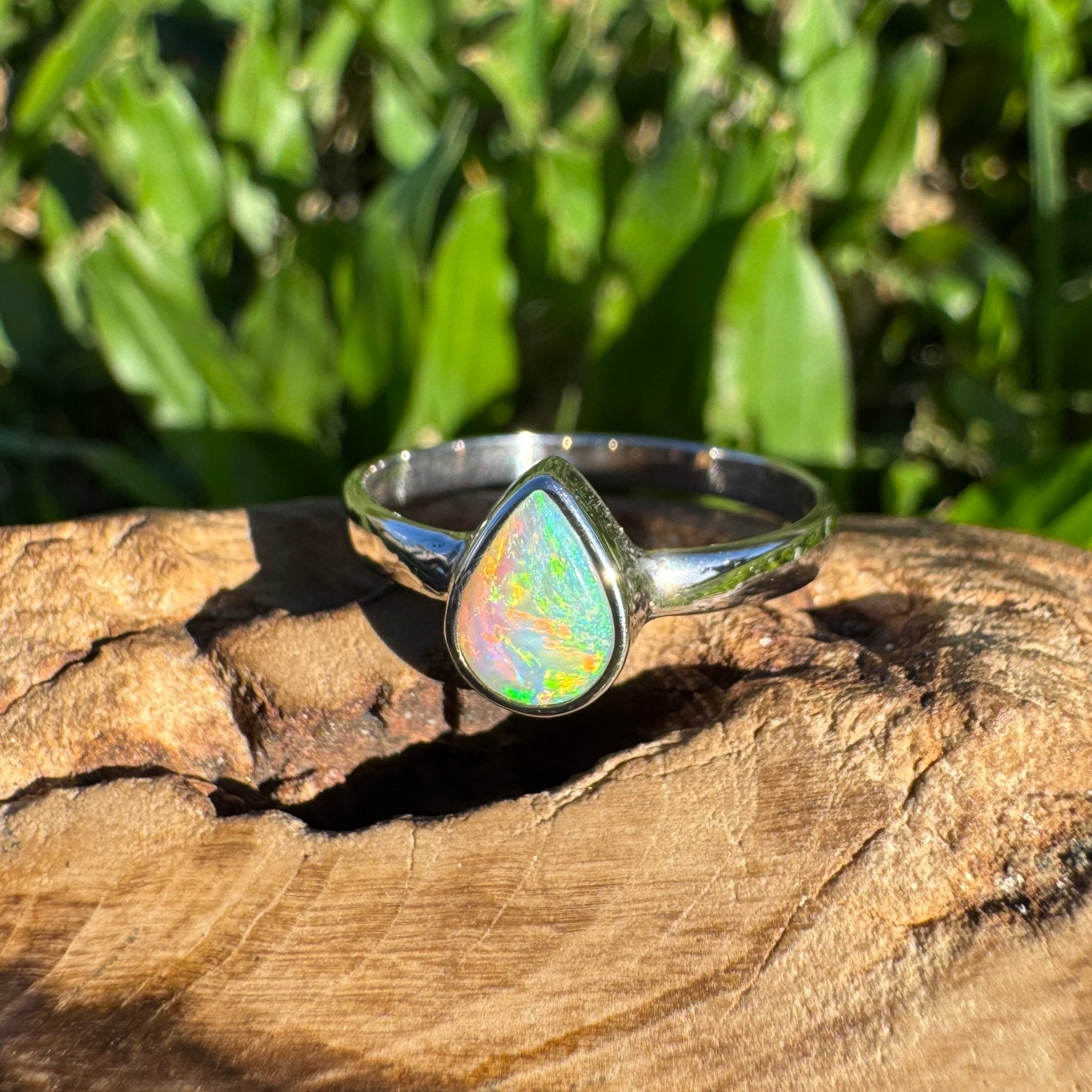0.6ct Lightning Ridge Opal Ring ~ 'Lucky Bay Radiance' | 925 Sterling Silver | Solid Australian Opal