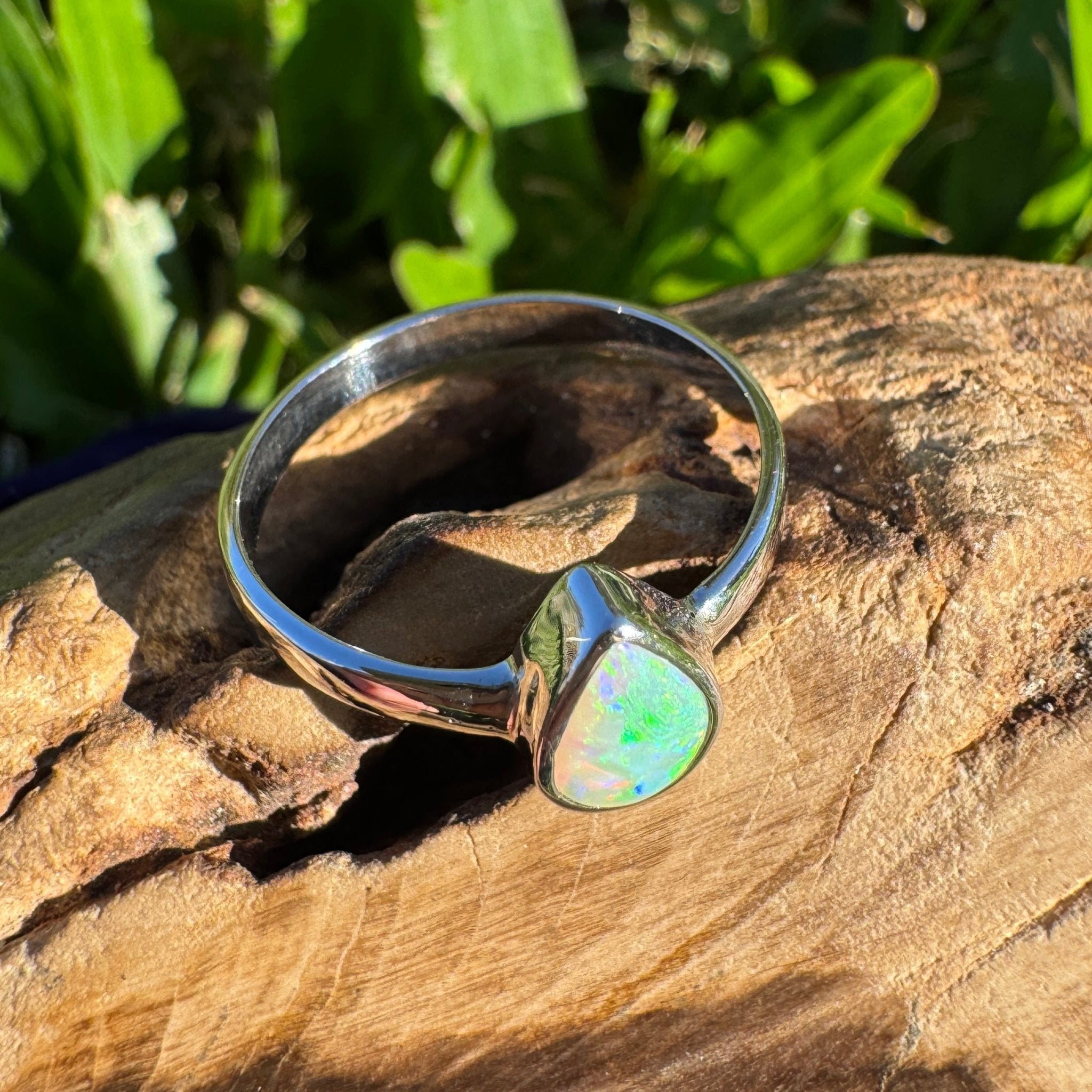 0.6ct Lightning Ridge Opal Ring ~ 'Lucky Bay Radiance' | 925 Sterling Silver | Solid Australian Opal