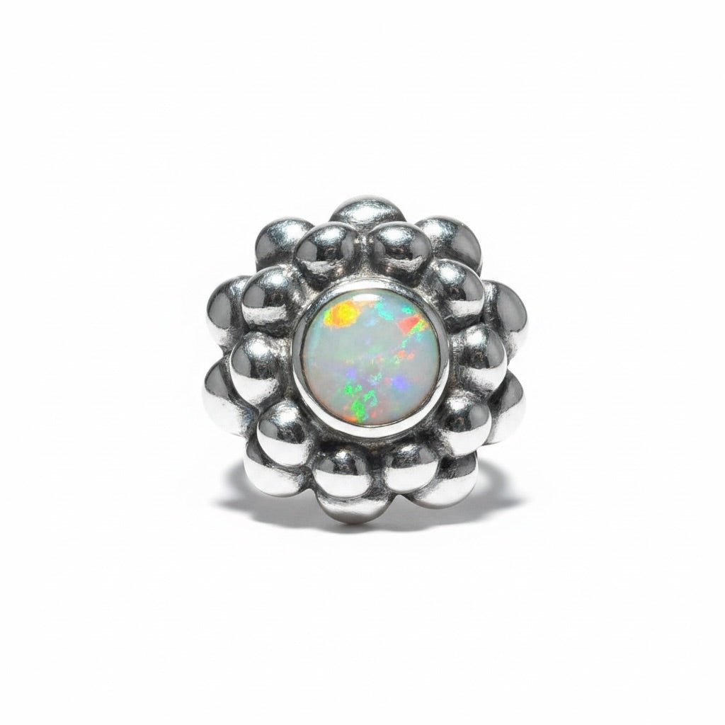 0.6ct Lightning Ridge Opal Ring ~ 'Moonlit Bloom' | 925 Sterling Silver | Solid Australian Opal