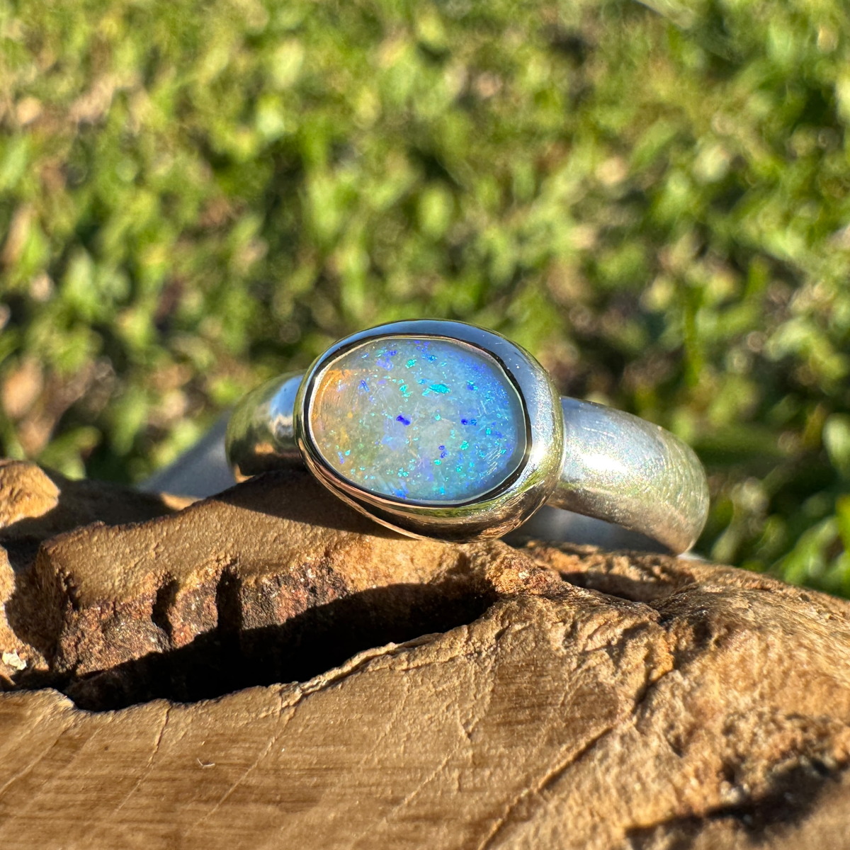 0.6ct Lightning Ridge Opal Ring ~ 'Otway Deep' | 925 Sterling Silver | Solid Australian Opal