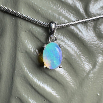 'Blue Ocean' ~ Handcrafted 0.8ct Solid Lightning Ridge Opal Sterling Silver Pendant Necklace