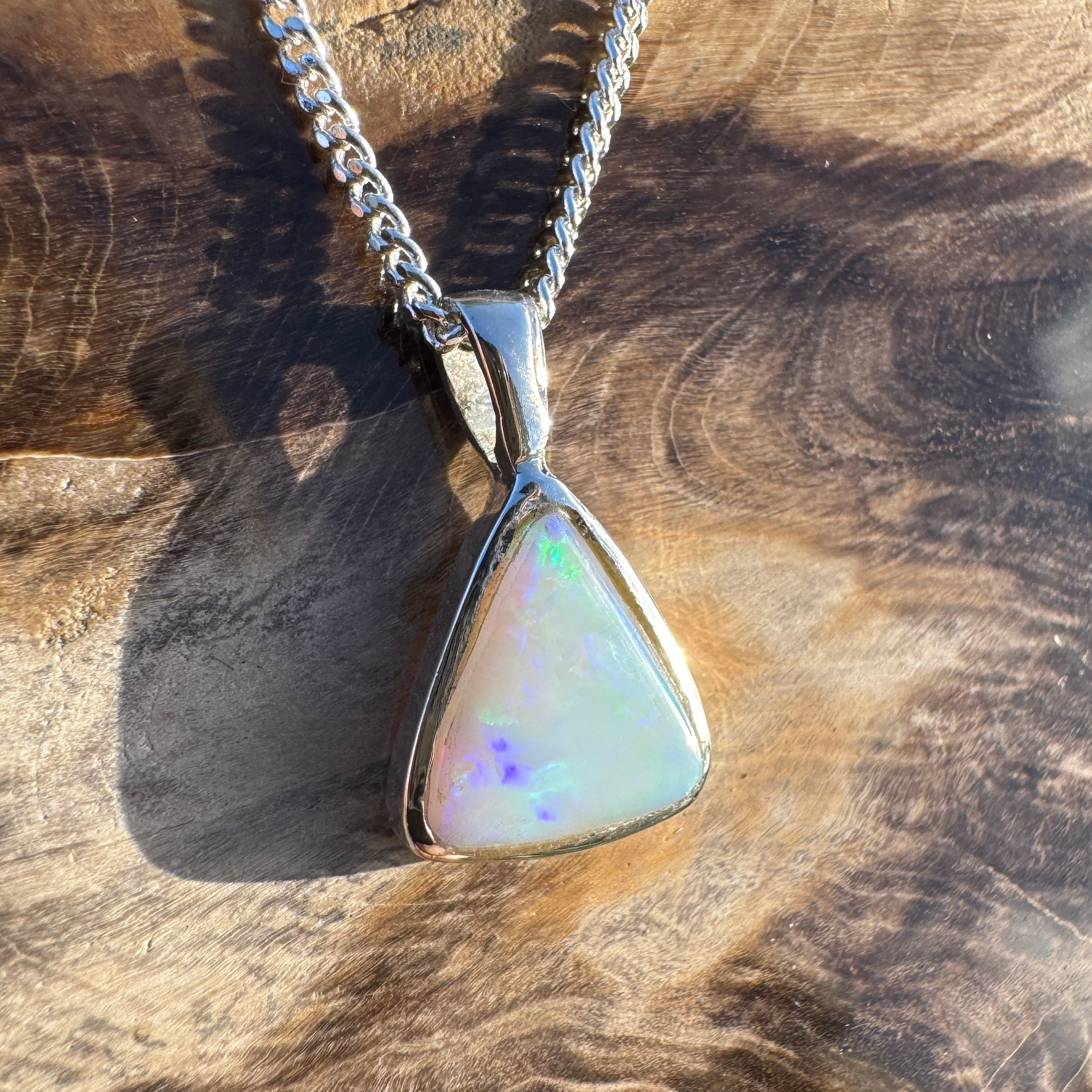 2.6ct Coober Pedy Opal Pendant Necklace ~ 'Wineglass Twilight' | 925 Sterling Silver | Solid Australian Opal
