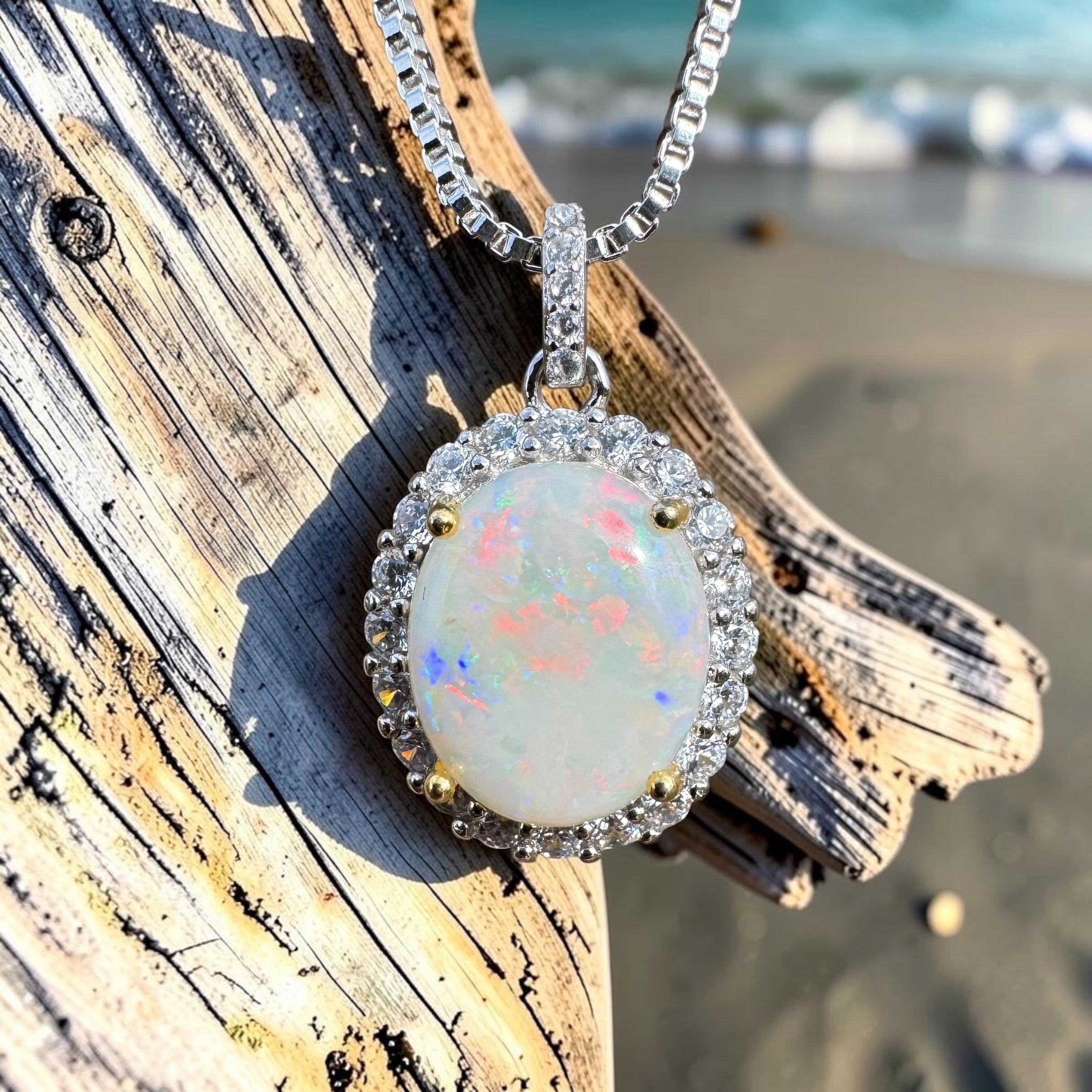 2.3ct Coober Pedy Opal Pendant Necklace ~ 'Natural Bridge' | 925 Sterling Silver | Solid Australian Opal