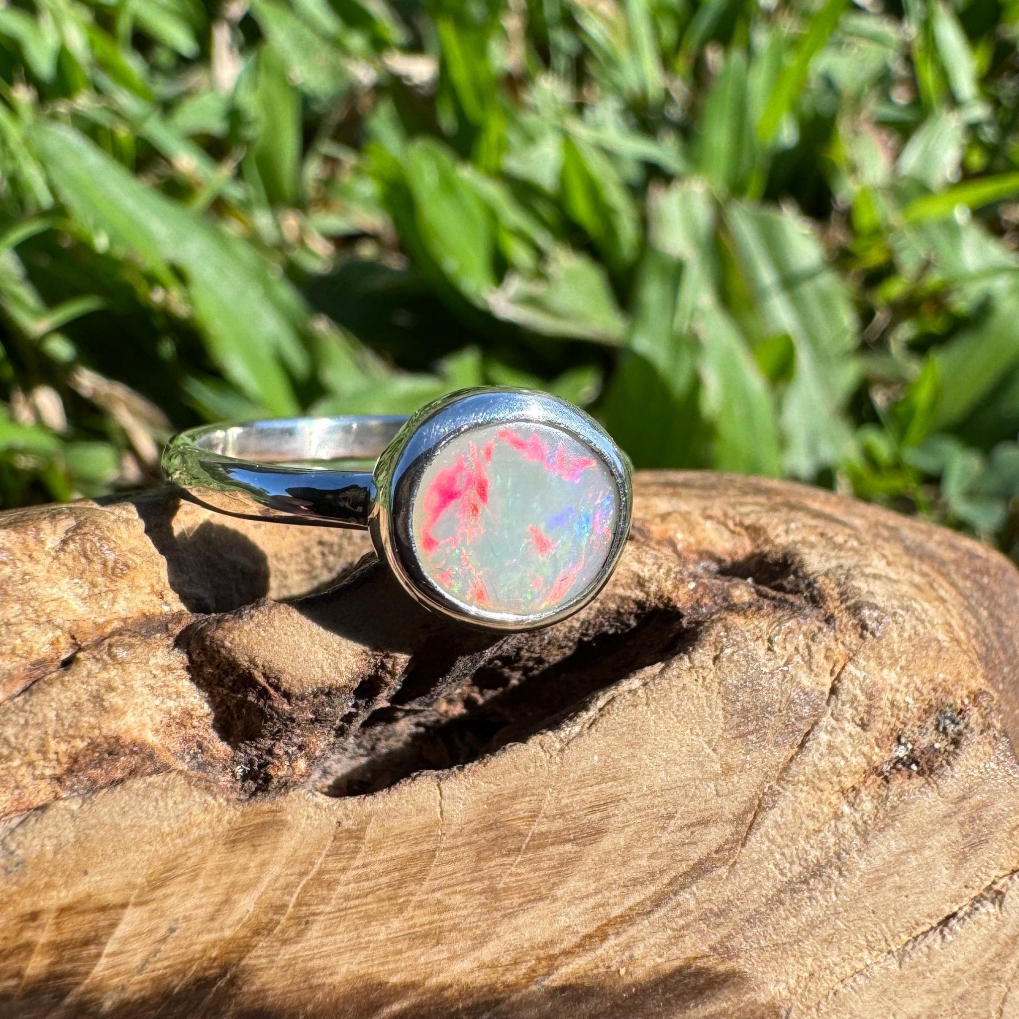 0.76ct Australian Solid Lightning Ridge Opal Silver Ring ~ 'Cape Arnhem Amber' | 925 Sterling Silver | Solid Australian Opal